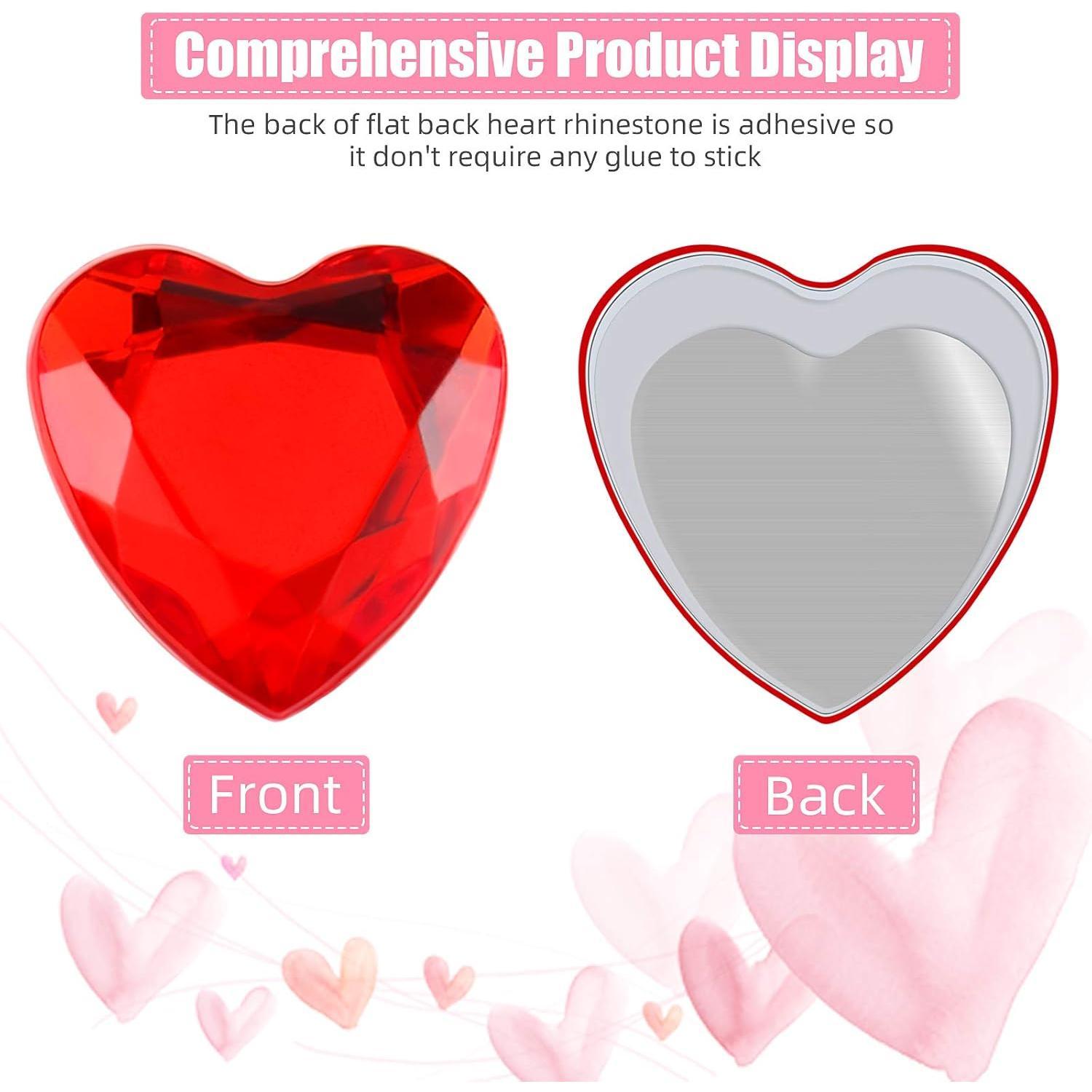 516 count Heart Rhinestones Sticker  Heart  Stickers   Self Adhesive Flat  Jewel Rhinestones for DIY Crafts(Bright Color)