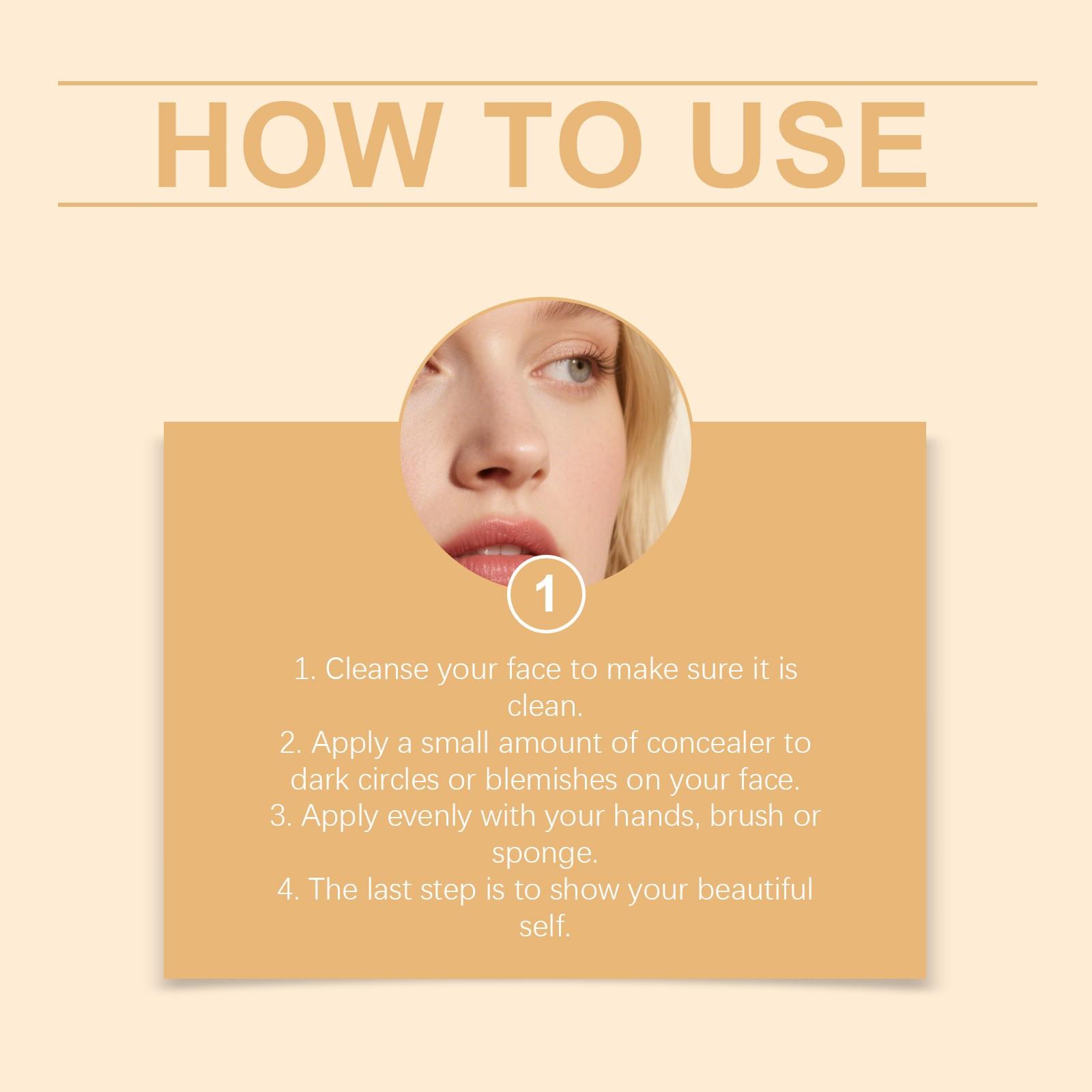 Natural Color Concealer Cream (10g), Even Skin Tone Lightweight Concealer Water, Moisturizing Flawless Natural Coverage Makeup