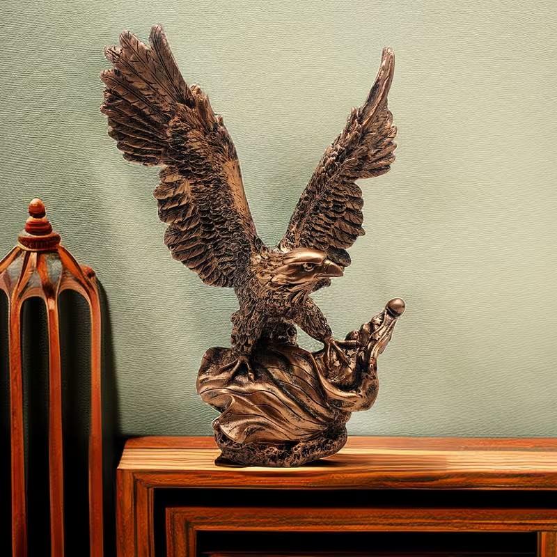 Copper Color Eagle Figurine, Resin Sculpture Home Office Decor, Desk Shelf Living Room Decoration, Ideal Business Opening Gift