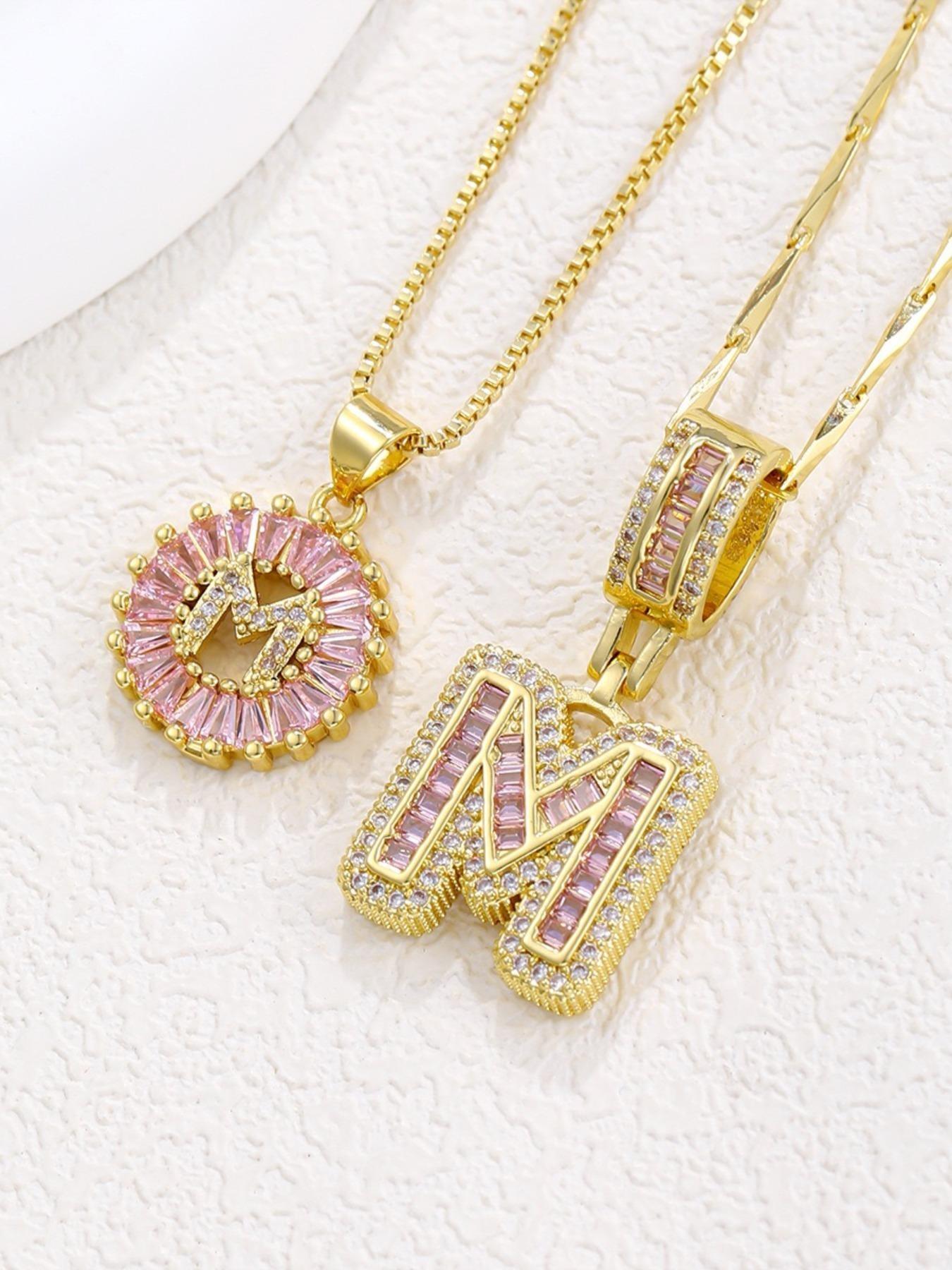 2-Piece Initial Pendant Necklace Set, 14k Adjustable Chain, Fashion Layered Jewelry, Perfect Gift for Women, All Seasons