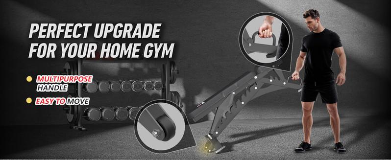 RitKeep 1300lbs Heavy Duty Weight Bench, Adjustable Weight Bench Workout Bench Press Set for Home Gym Strength Training, Portable Incline Bench with Wheels for Full Body Fitness