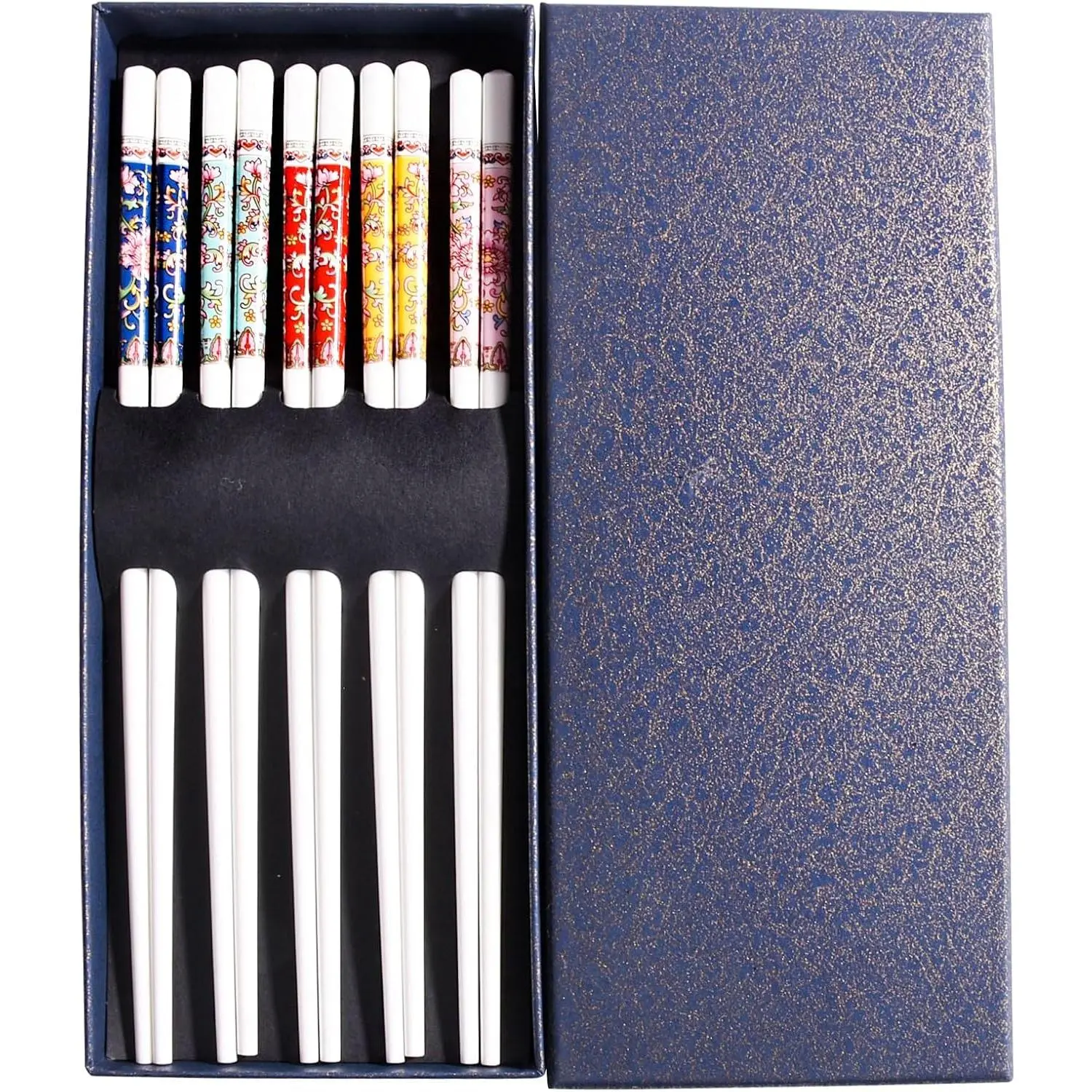Porcelain Chopstick 5 Pairs , 9.4"   Chopsticks  with Exquisite Floral Patterns,  Cooking chopsticks Chopsticks, Dishwasher Safe