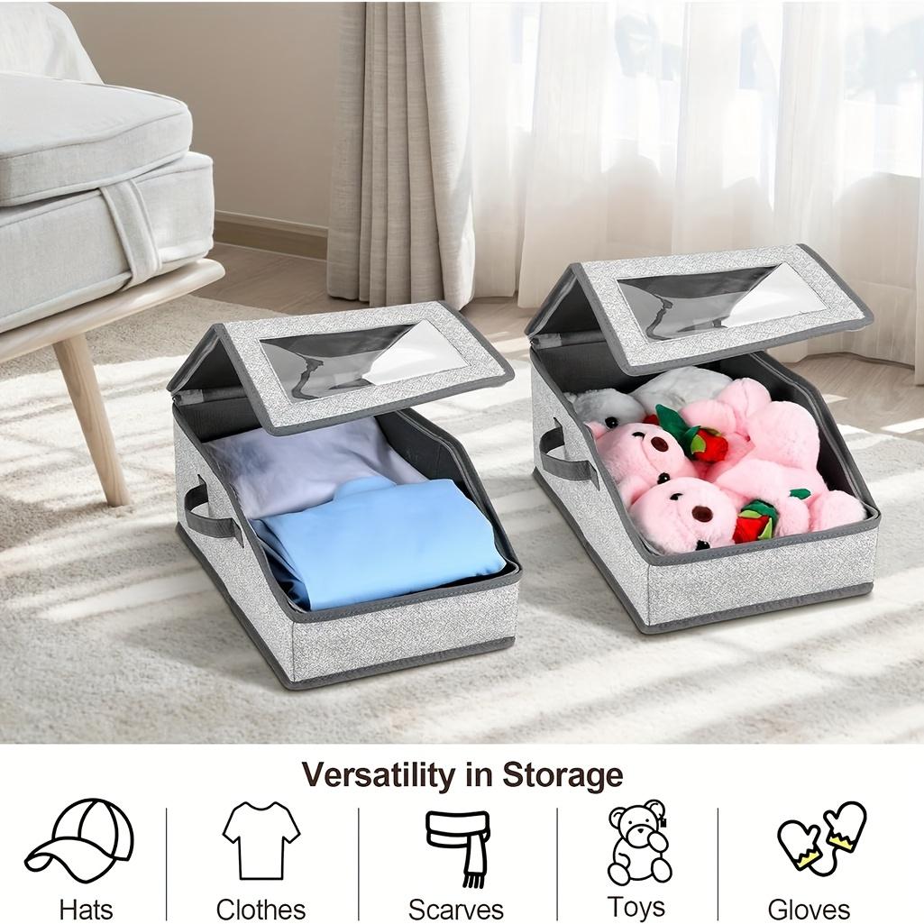 Stackable Hat Storage Boxes for Baseball Caps,Multilayer Hat Organizer，collapsible design，large capacity clothes storage box，Holds Up to 24 Hats, Classic Style, Wardrobe Organizer