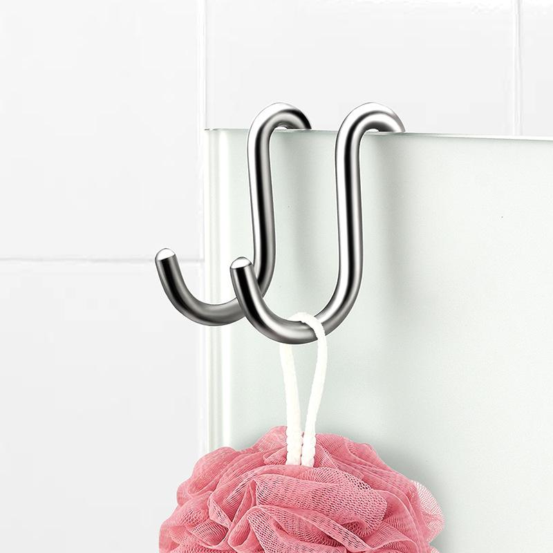 304 Stainless Steel Hooks S-Hooks Double-Sided Coat Hooks Bathroom Glass Door Hooks Back Hooks Double Hooks