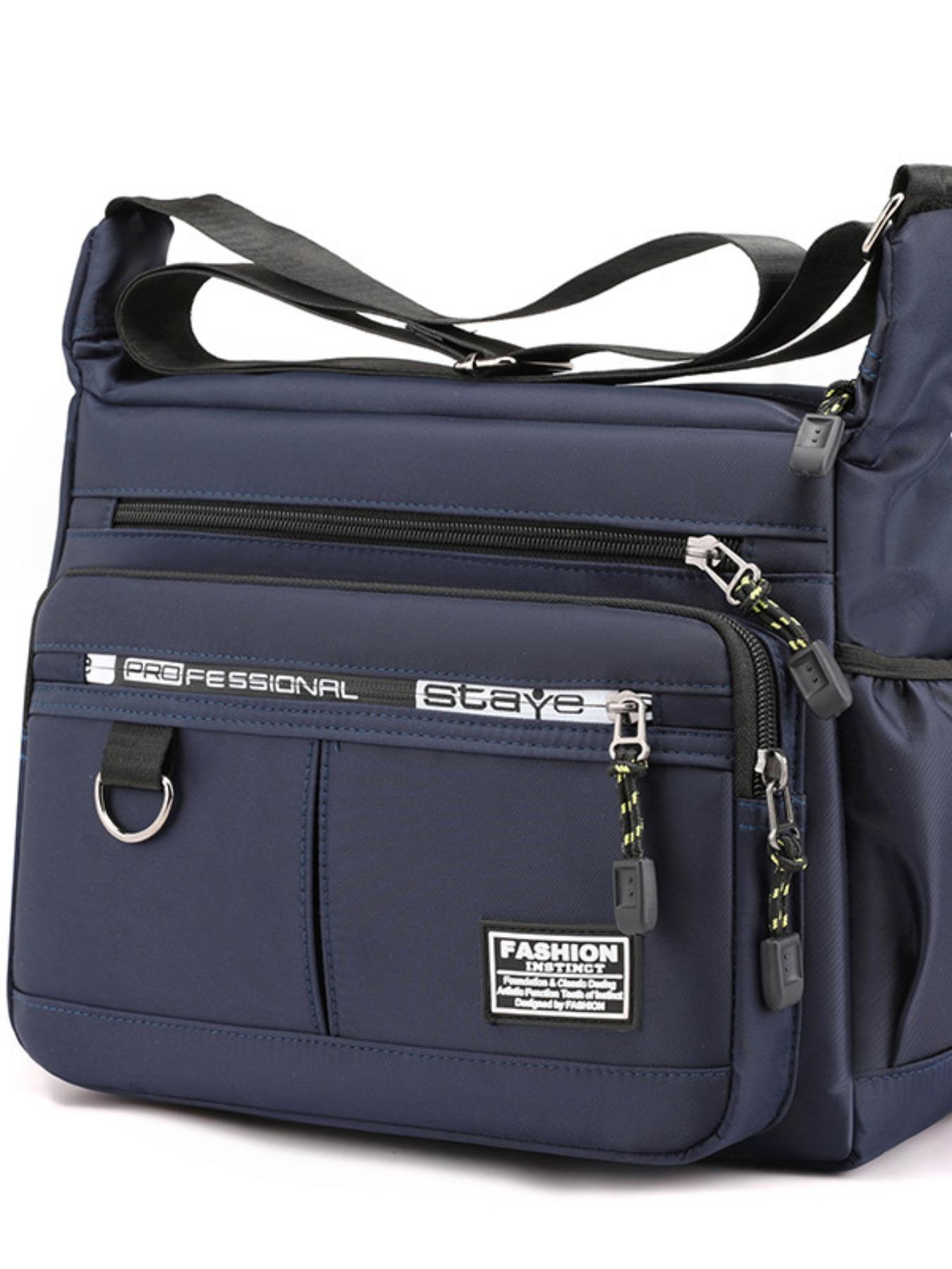 Large Capacity Men's Crossbody Bag, Durable Waterproof Multi-Pocket Business Shoulder Bag, Outdoor Commute Backpack for Men