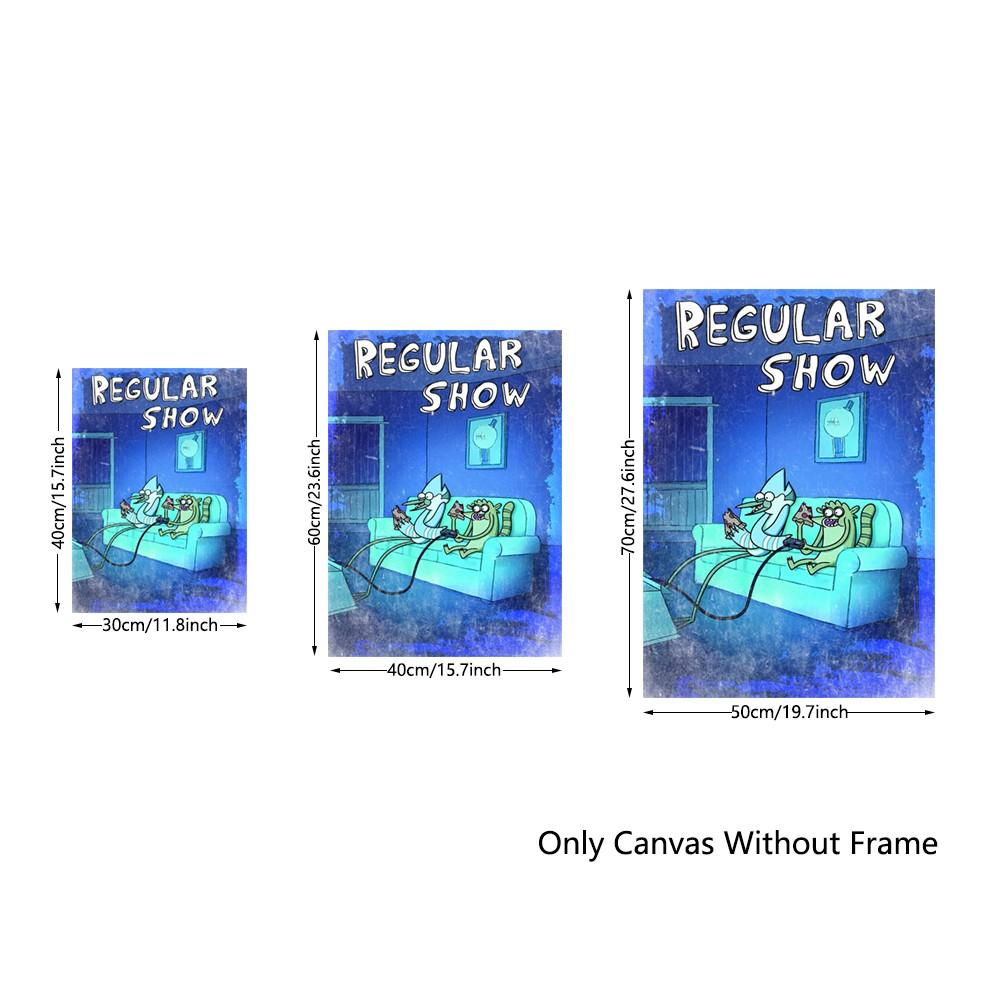 1 piece/set frameless canvas painting print poster, Game Poster art, Regular Show Mordecai and Rigby Gaming, Home wall decor, a perfect gift for Video games loves, ideal gift for bedroom, living room, wall decoration, room decor, Pictures wall decor