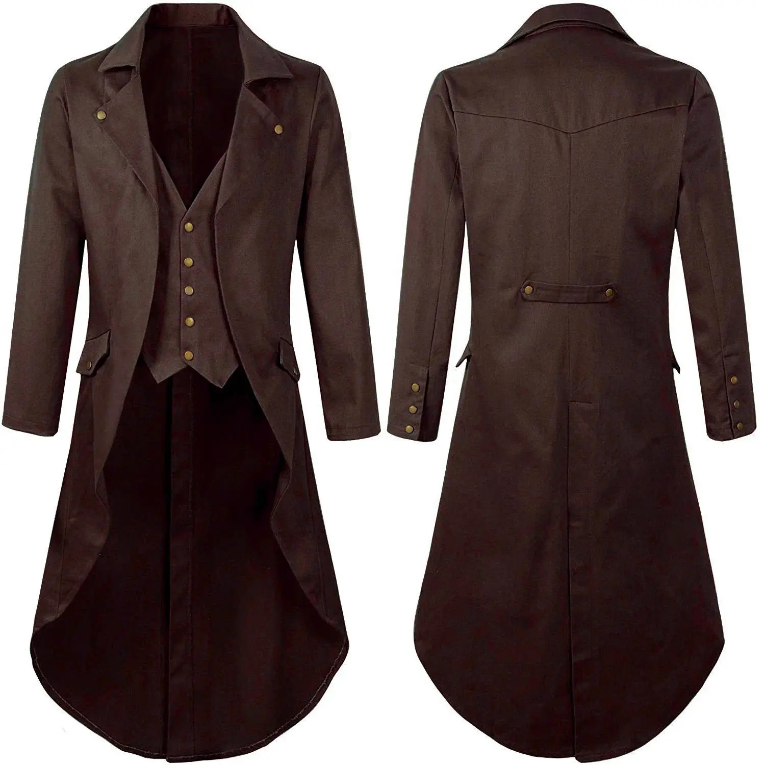 Men's Gothic Frock Coat Multi-Color Steampunk Tailcoat Jacket Medieval Renaissance Tuxedo for Cosplay & Formal Occasions
