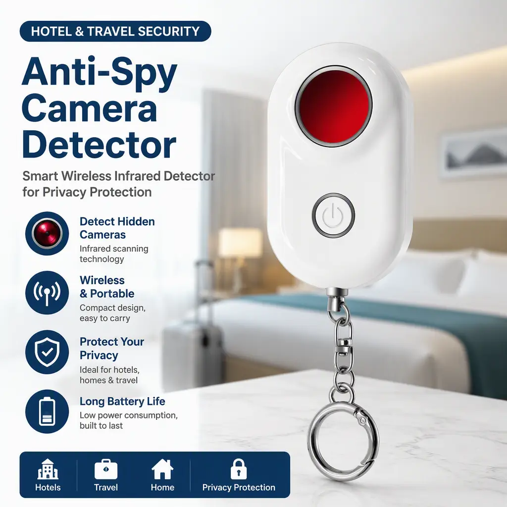 Mini Anti‑Spy Camera Detector, Infrared Finder Device for Travel Hotel Home Privacy Safety,Pre-lit