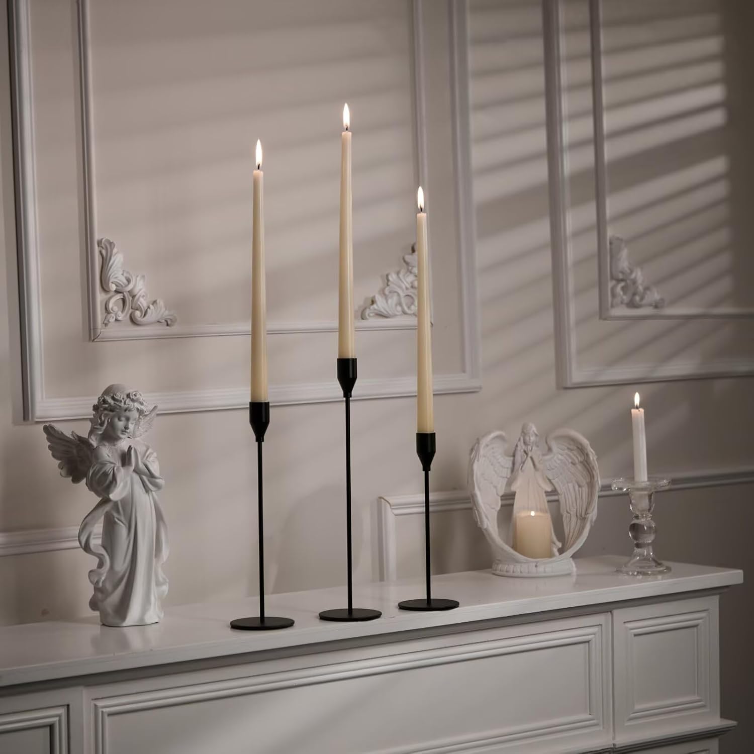 6pcs/3pcs Christmas Candle Holders, High Conical Metal Candle Stands, Modern Table Centerpiece, Party Church Fireplace Decor