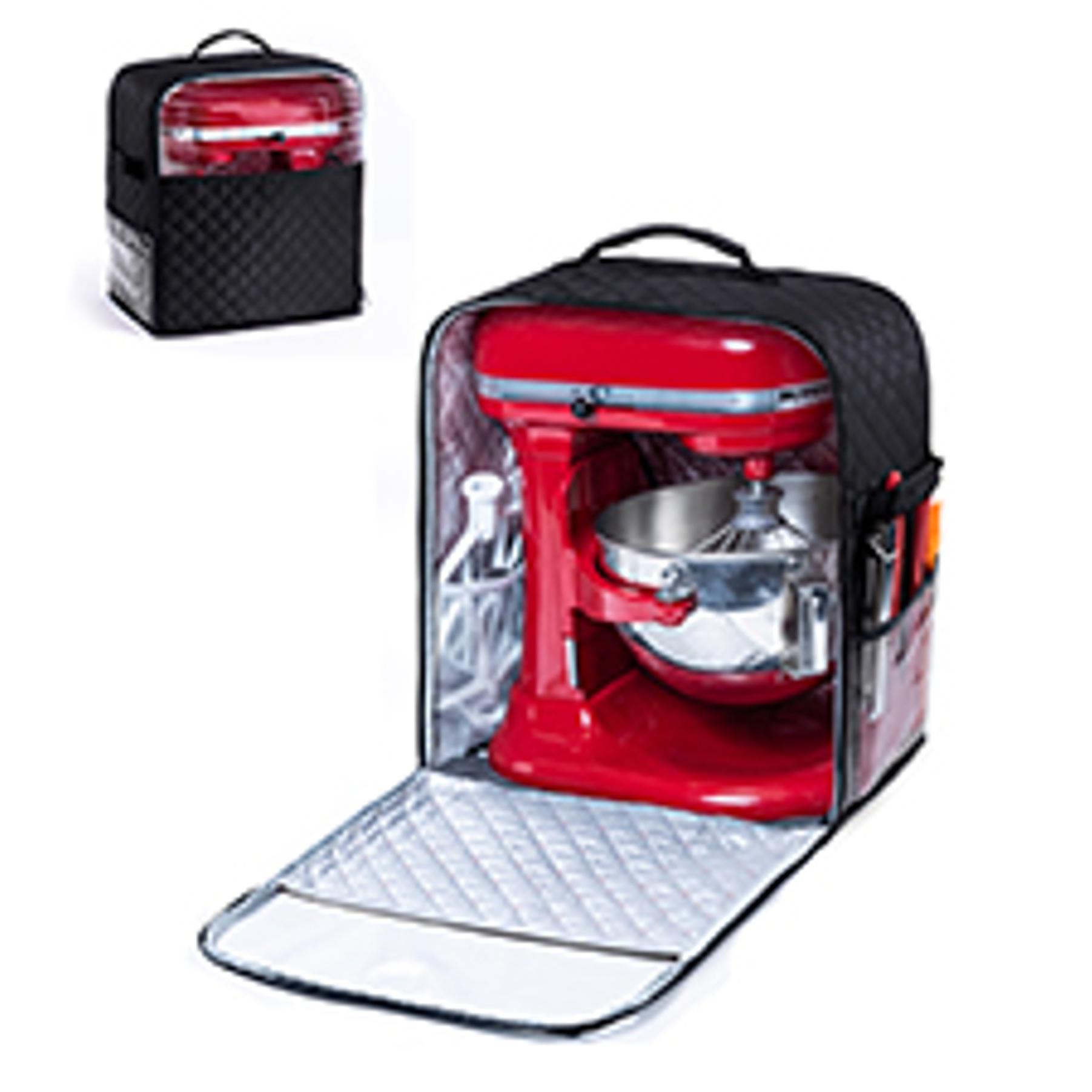 Stand Mixer Cover with Detachable Appliance Sliders Base Compatible with KitchenAid Mixer-Storage Bag for 6/7/8 Quart with Pockets for Kitchen Aid Accessories and Attachments