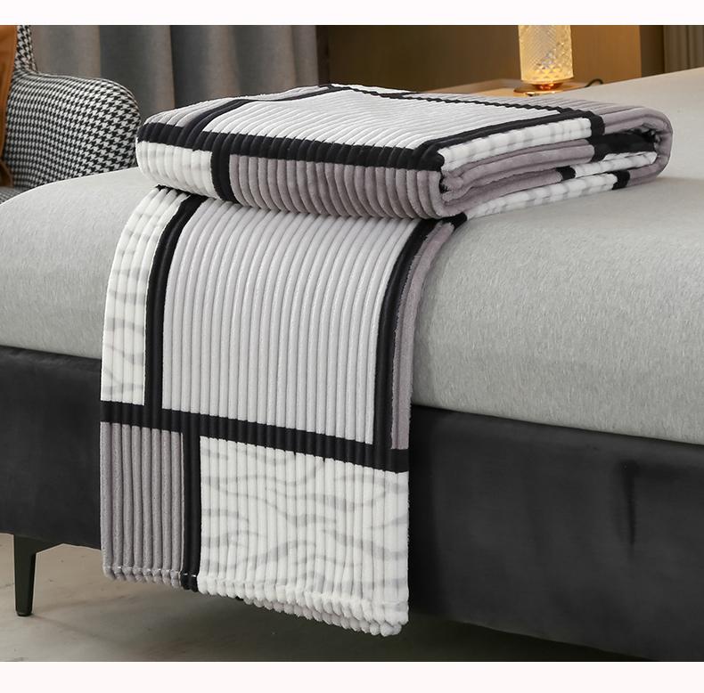 New Plaid Striped Magic Velvet Printed Blanket Flannel Milk Velvet Throw