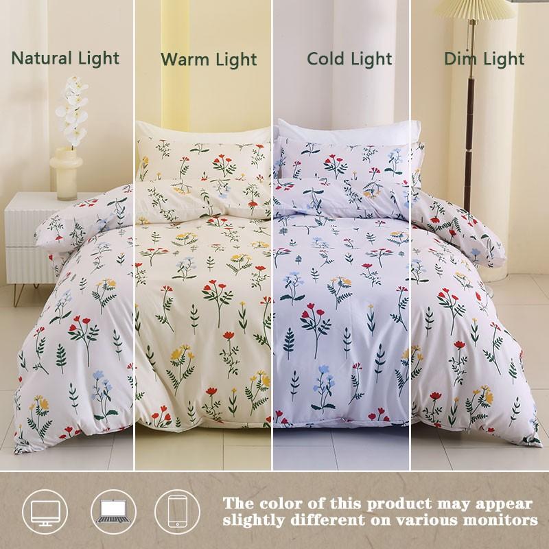Spring & Summer Refresh, Winter Jasmine Print 3-Piece Duvet Cover Set, Includes 1 Duvet Cover and 2 Pillowcases (Without Insert), Soft and Comfortable, Machine Washable for Easy Care.