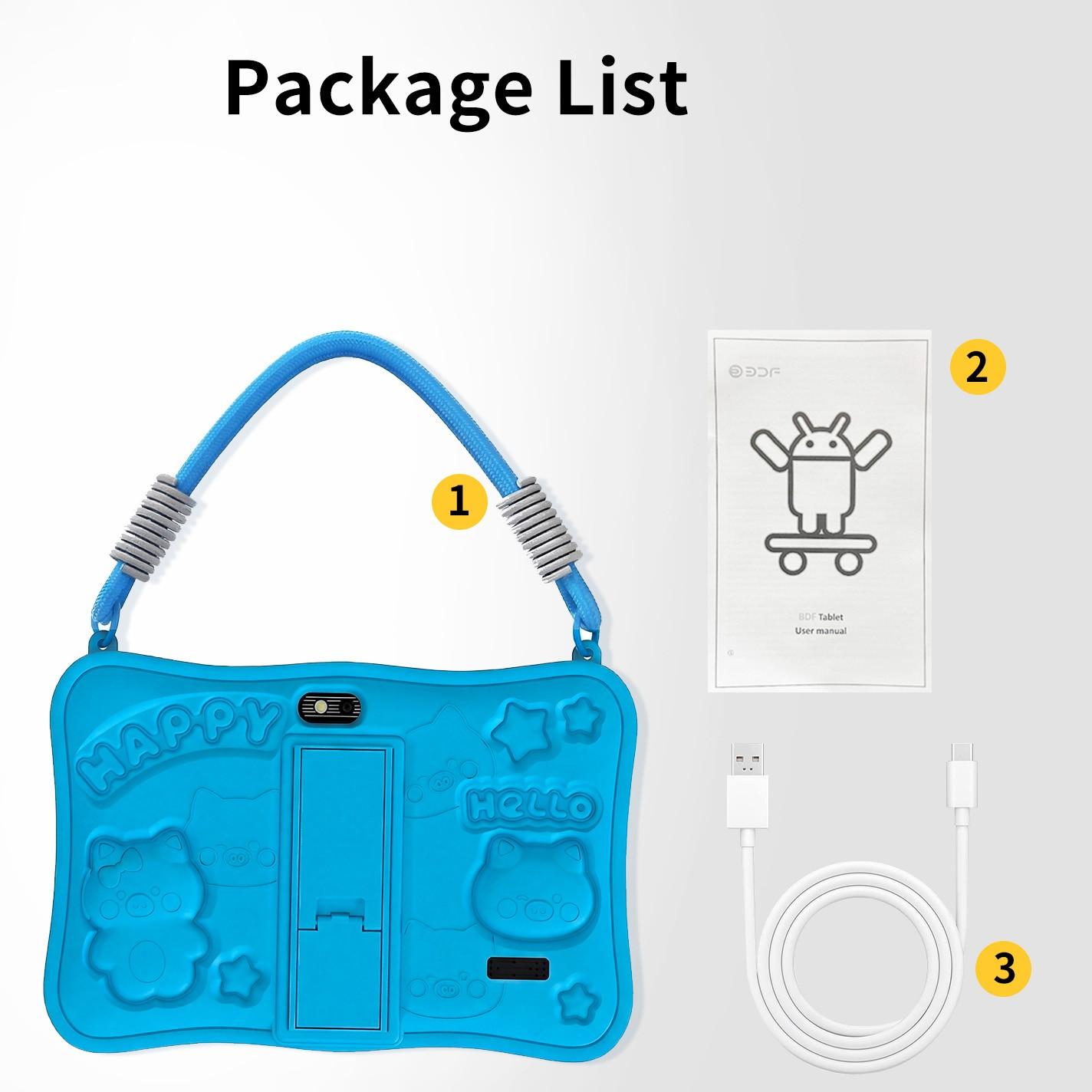 7 Inch Kids Tablet PC Android 13.0 4GB 64GB, Dual Camera 2mp+5mp, WiFi Bluetooth-compatible, Shockproof Case, Parental Control, Ideal Gift