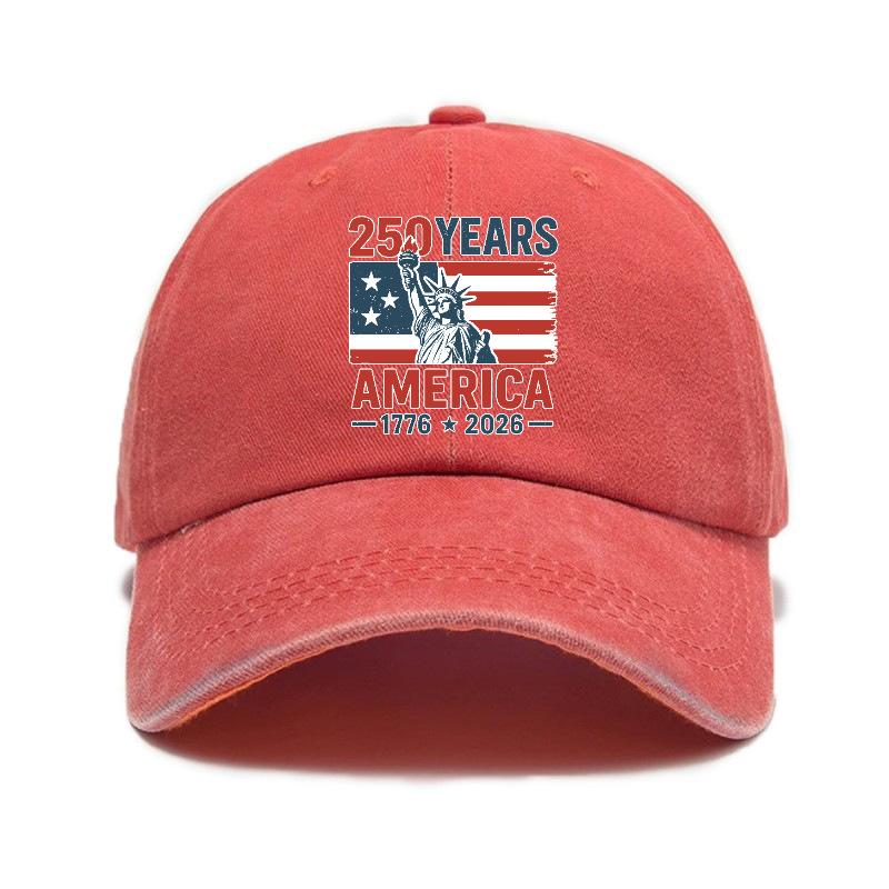 2026 New Trendy Versatile American Independence 250th Anniversary Printed Washed Vintage Soft Top Outdoor Sunshade Baseball Cap
