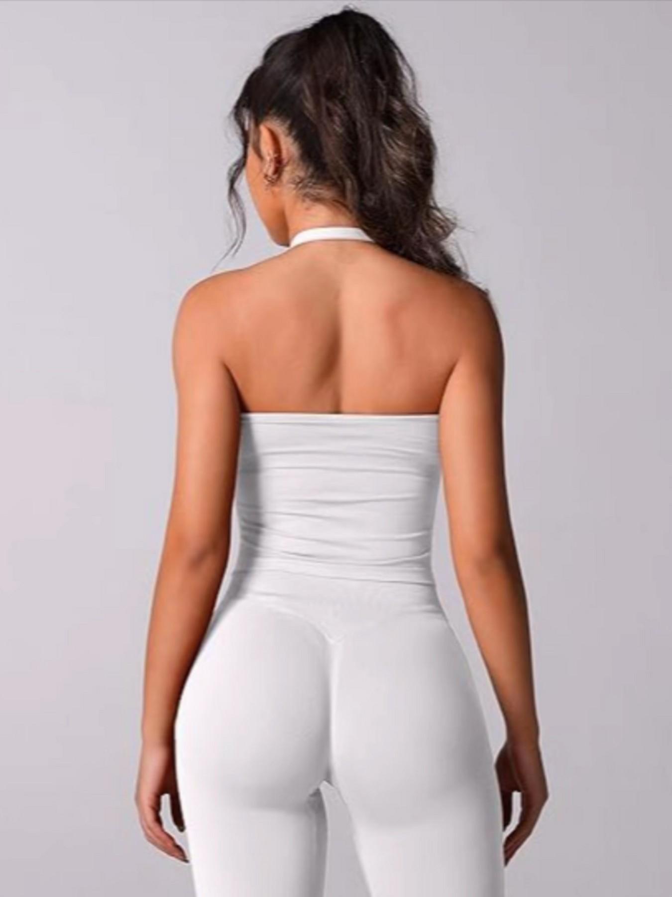 Women's Halter Neck Yoga Tank Top, Seamless Design for Gym, Yoga & Daily Wear, Comfortable Women's Activewear