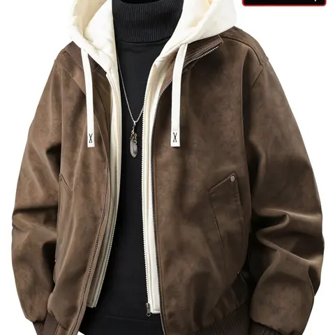 Men's Hooded PU Casual Loose Jacket, Multiple Colors Available, Perfect for Daily Wear and Outdoor Activities, Stylish and Comfortable