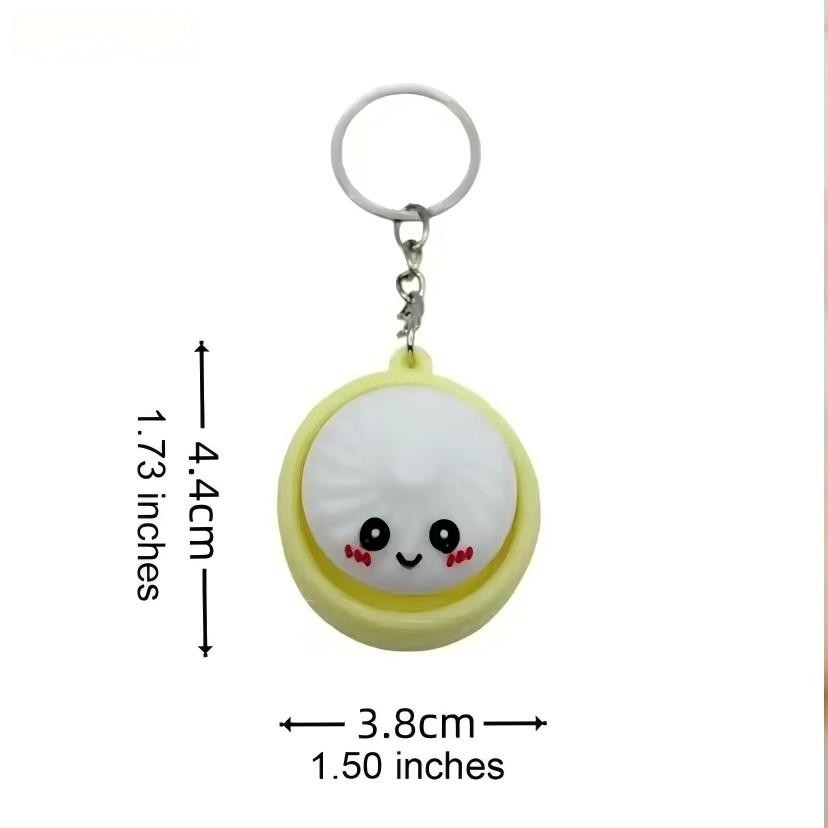 24pcs Glowing Cute Dumpling Press Keychain, PVC Food Shape Pendant, Durable Stress Relief Toy, Ideal for Daily Use, Parties, Gifts, Keychain Kawaii