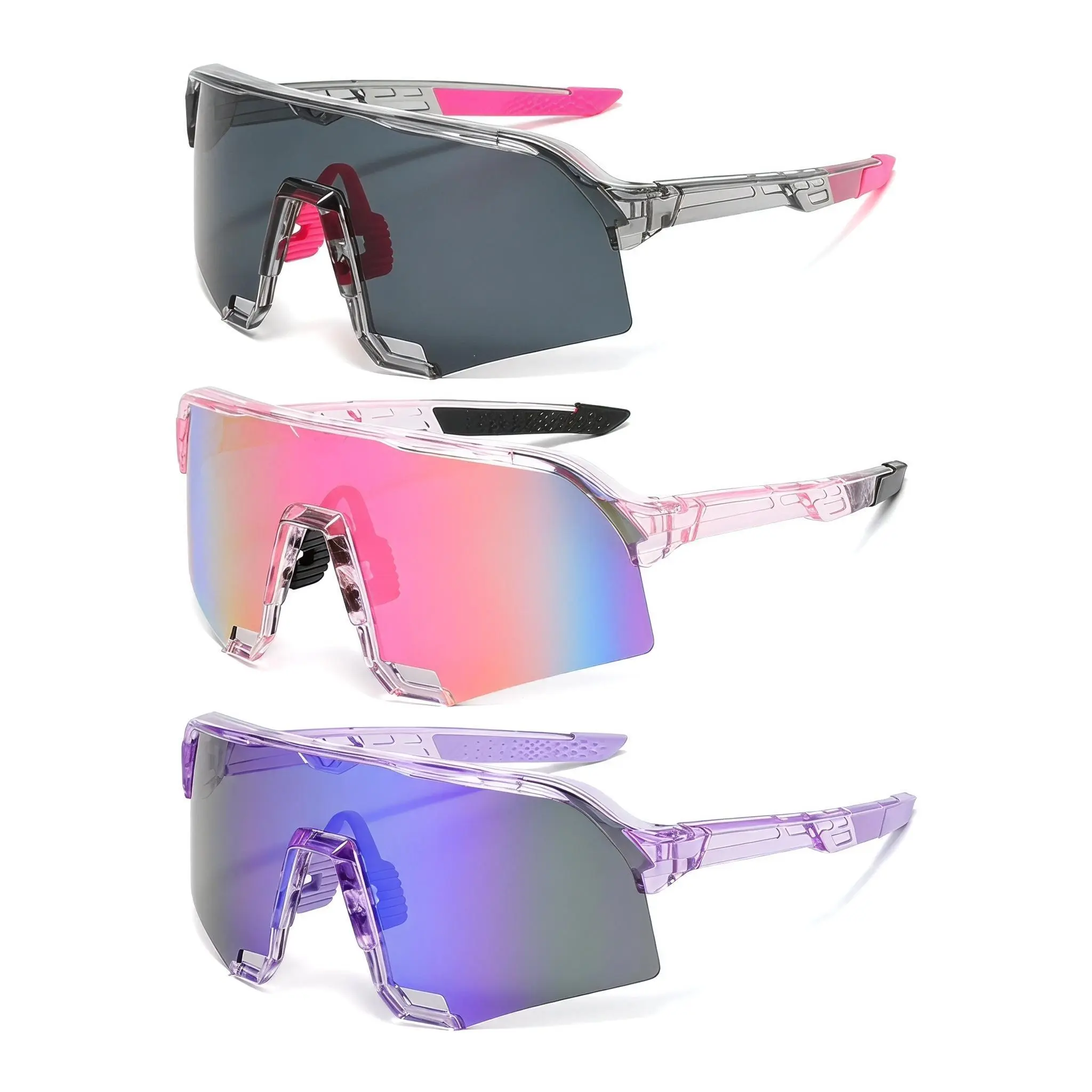 3-Pack Oversized Sporty Plain Beach Sunglasses for Men & Women - UV400 UV Protection Lens, HD Coating, PC Plastic Lenses, Impact-Resistant AC Frame, Fashion Shades Stylish Accessories for Daily Travel