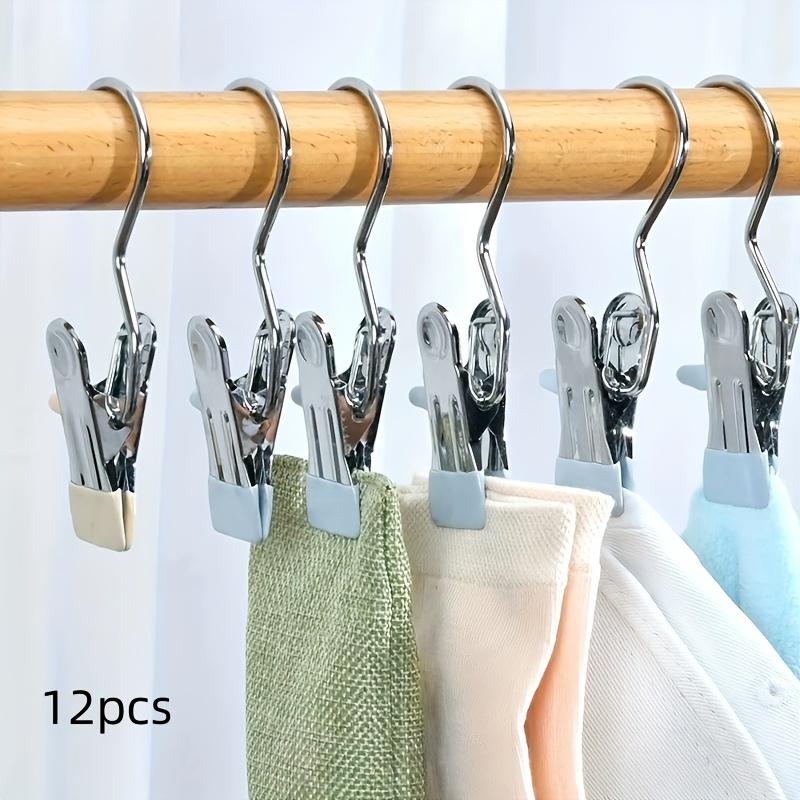 Pants, hats, socks clips 'clips with hooks, suitable for hanging heavy objects —— neat and space-saving pants racks, multi-functional household storage racks, 360° rotating portable storage clips, clothespins