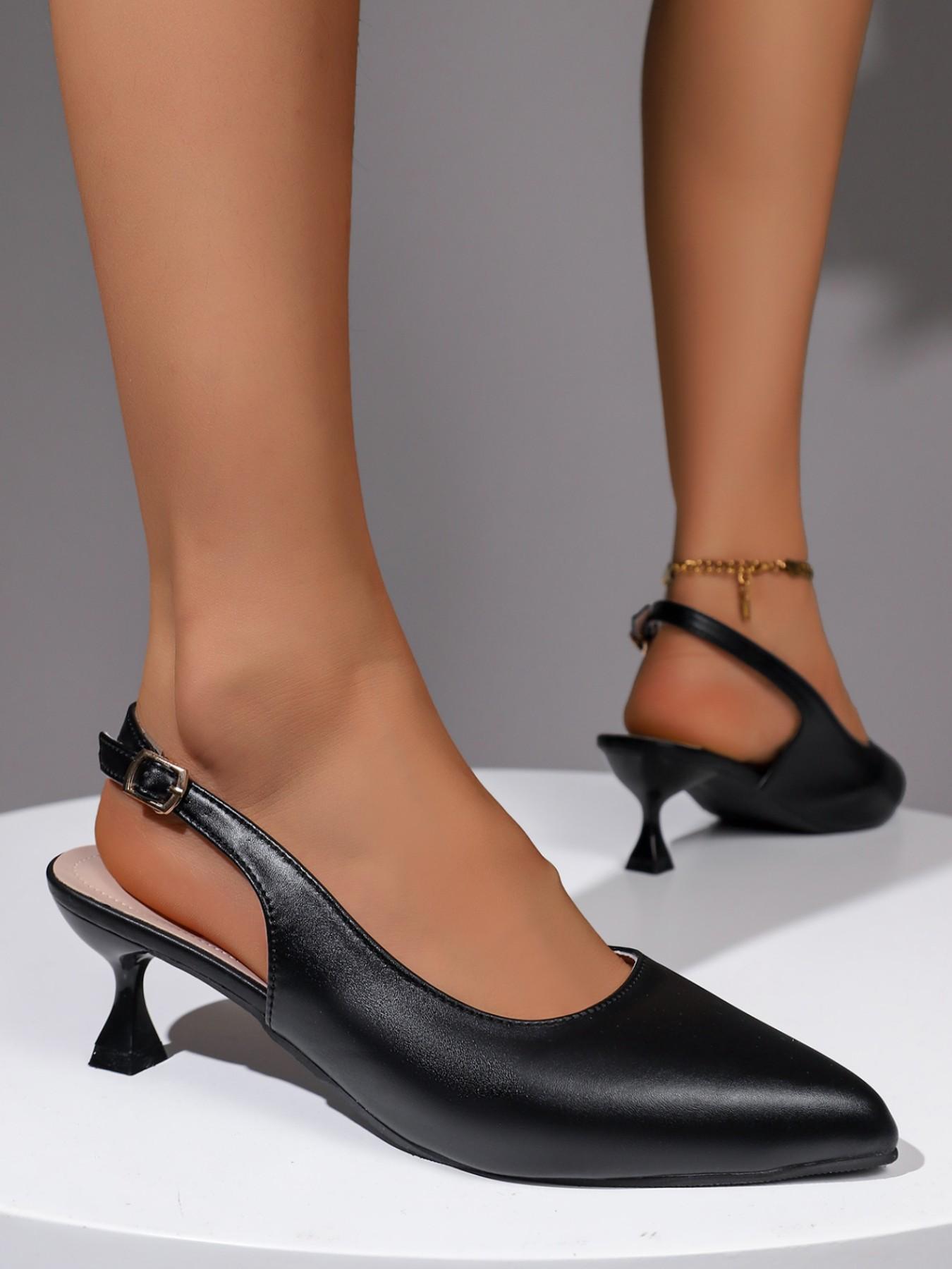 New Fashion Women's Pointed Toe Open Back High Heel Shoes, Versatile Daily Wear Office Commute Sandals, Stylish and Comfortable Footwear