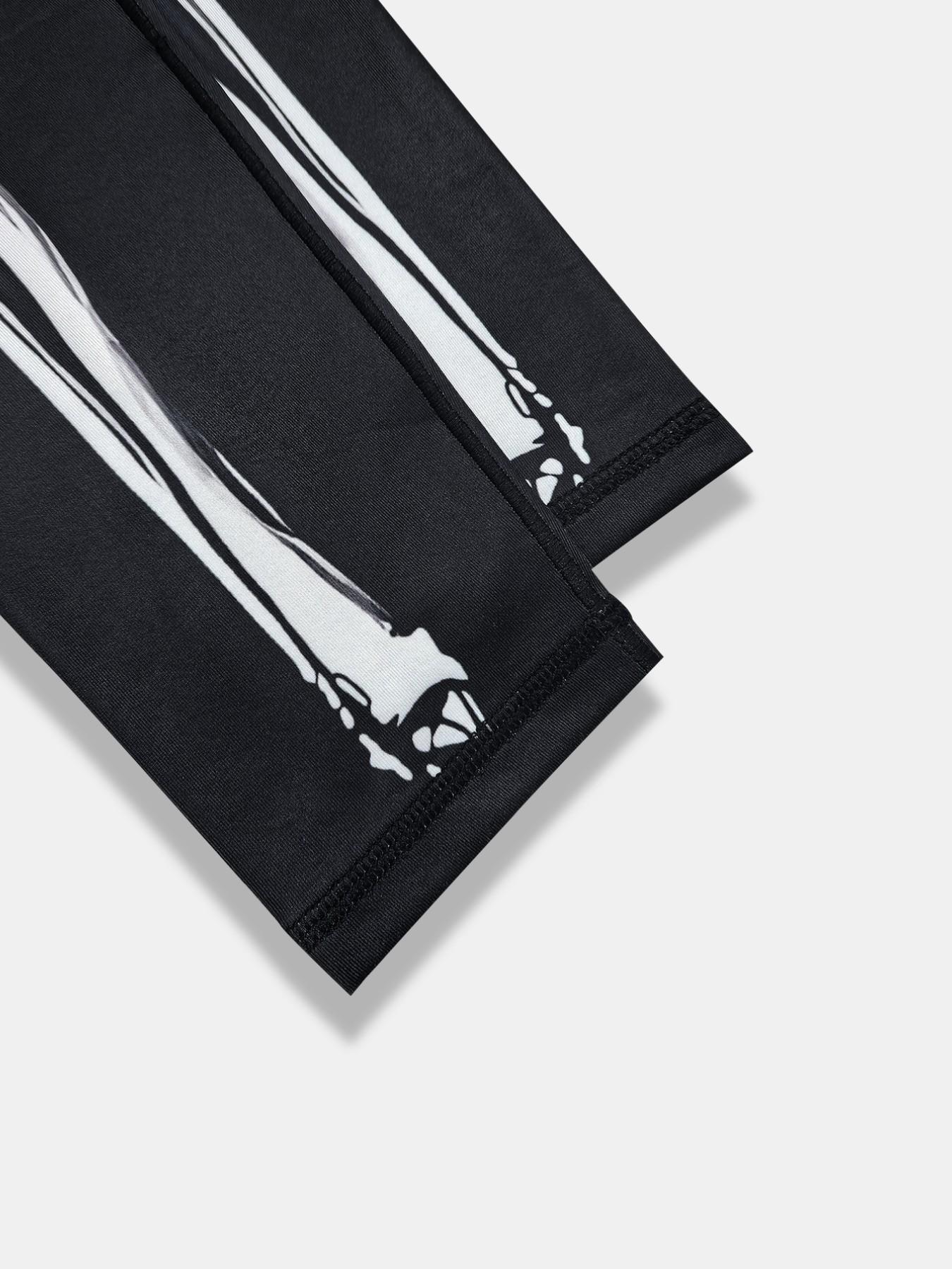 Women's Fashion Sportswear High-Waisted Skull Letter Print Yoga Pants, High Stretch Abdominal Support Gym Fitness Leggings