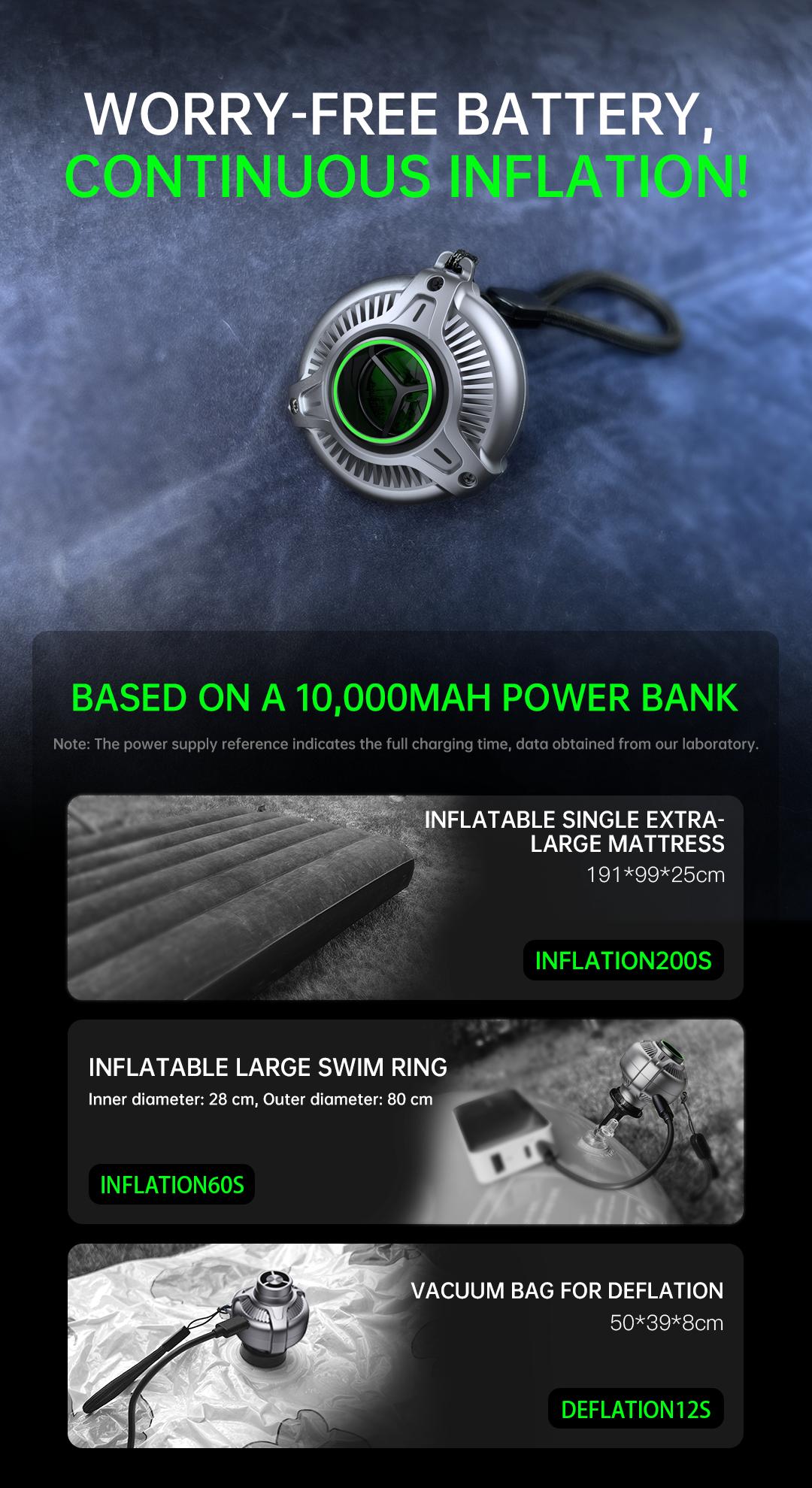 GT-02 Mini Air Pump 30g – Ultra-Light Mini Portable Electric Air Pump, 4-in-1 Inflate & Deflate Mini Vacuum Pump, Mini Inflator for Pool Floats, Air Mattress, Camping & Travel