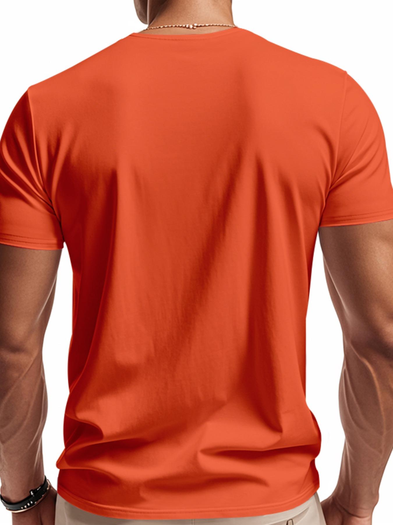 Men's Solid Color V Neck Tee, Regular Fit Casual Quick-dry Skin-friendly Short Sleeve T-shirt for Summer, Men's Top for Daily Wear, Tropical