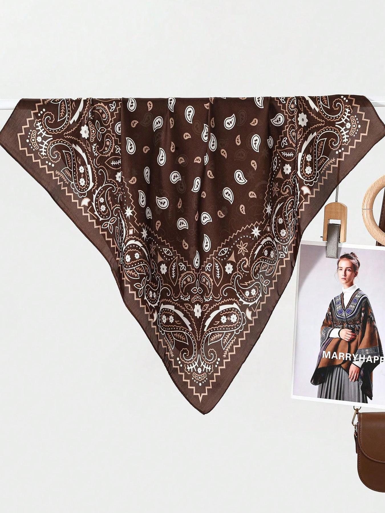 Luxury Square Scarf For Women Ladies Paceley Hijab 70*70cm Elegant Neckerchief Bandanas Soft Stain Faux Silk Scarves Shawl Warps Paisley Print Scarf Fashion Shawl Wrap