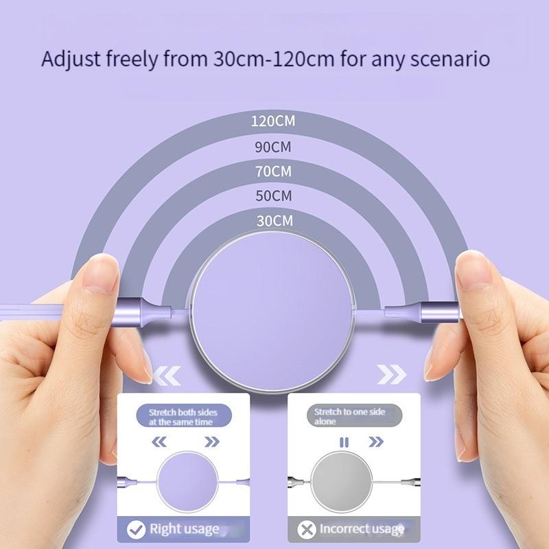 120w 6a Ultra Fast Charge Type-C Rechargeable Cable, 1.2m USB Charging Line, 3-In-1 Quick Charge Compatible Devices