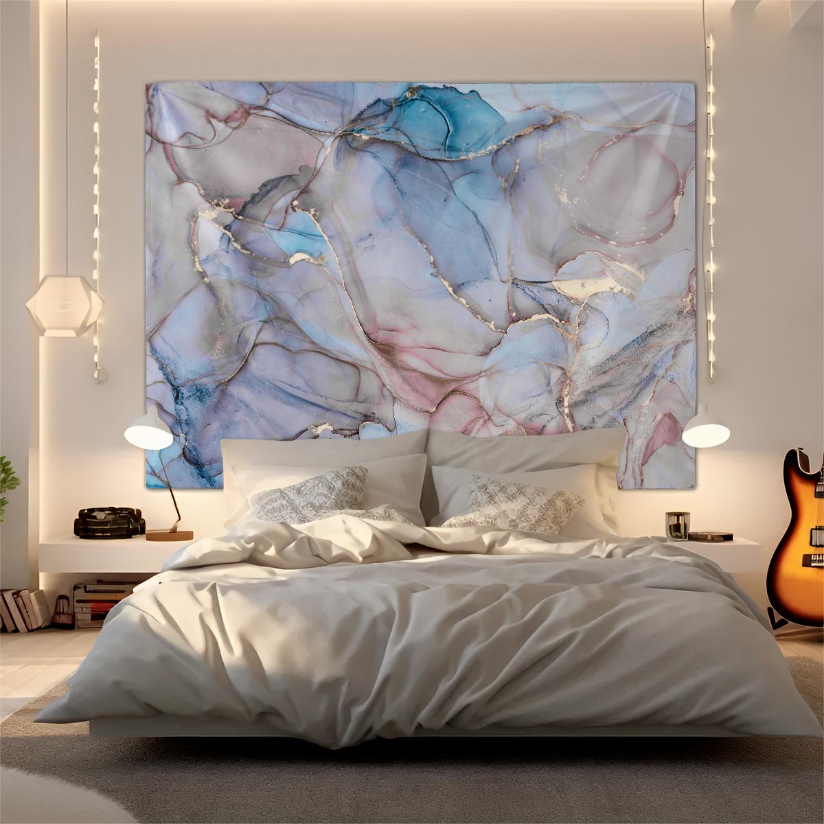 Fluid Ink Art Wall Tapestry, Niche Watercolor Texture Design, Natural Drape Strong Atmosphere, Perfect for Influencer Bedroom Backdrop Wall Decor