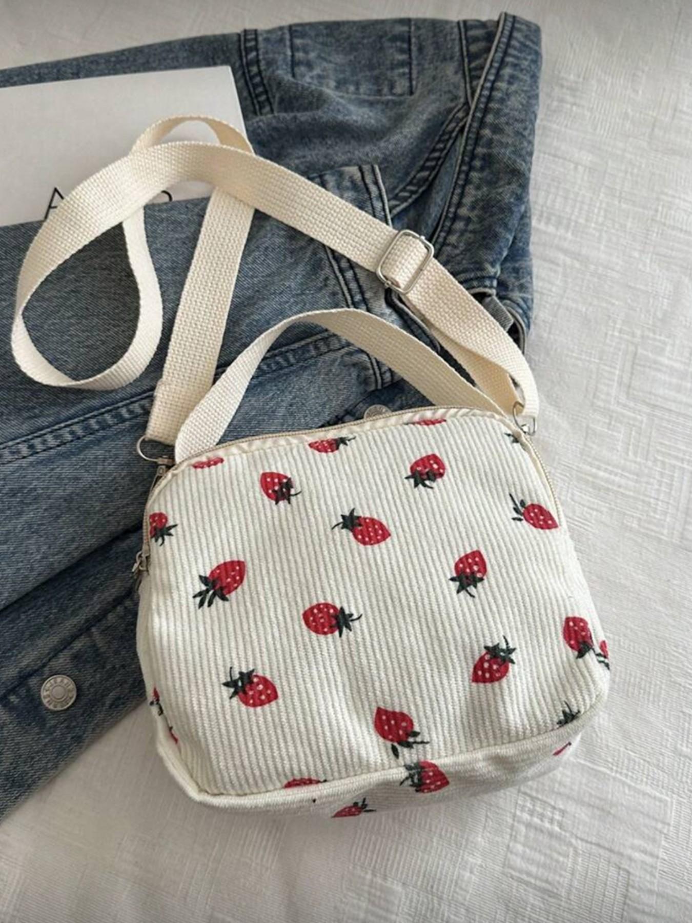 New Strawberry Casual Crossbody Bag for Ladies, Adorable Handbag with Phone Pocket, Perfect Valentine's Gift Idea