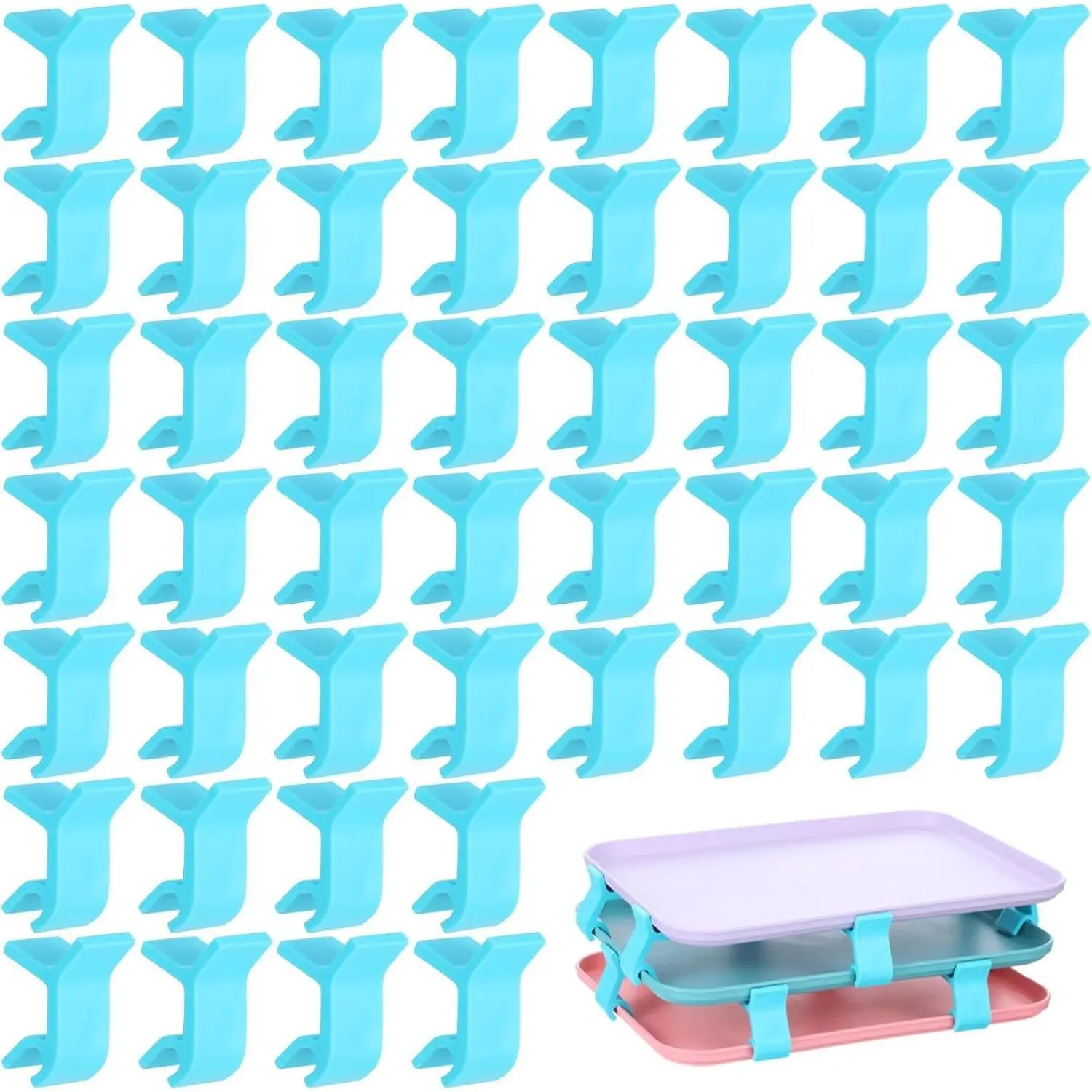 48 PCS Blue Baking Sheet Stacker Clips, Space-Saving Reusable Layered Pan Stacking Clips, Multipurpose Tray Stackers for Home Kitchen Cookie Sheets, Pans, Freeze Dryer Trays