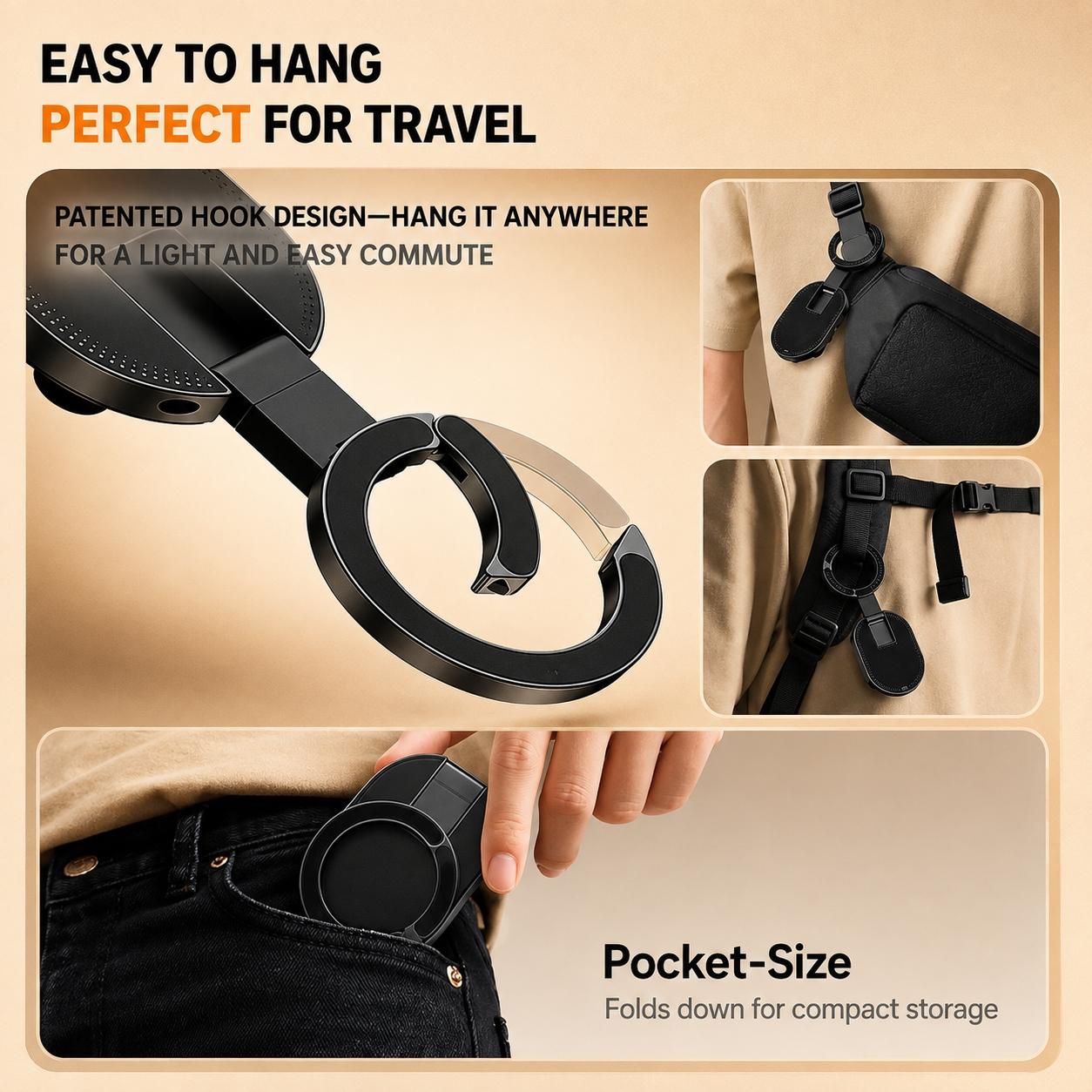 Portable Magnetic Suction Phone Mount, 360° Rotatable Foldable Phone Holder Stand, Hands‑Free MagSafe‑Compatible Mount for Gym, Car, Mirror, Laptop, Kitchen & Travel