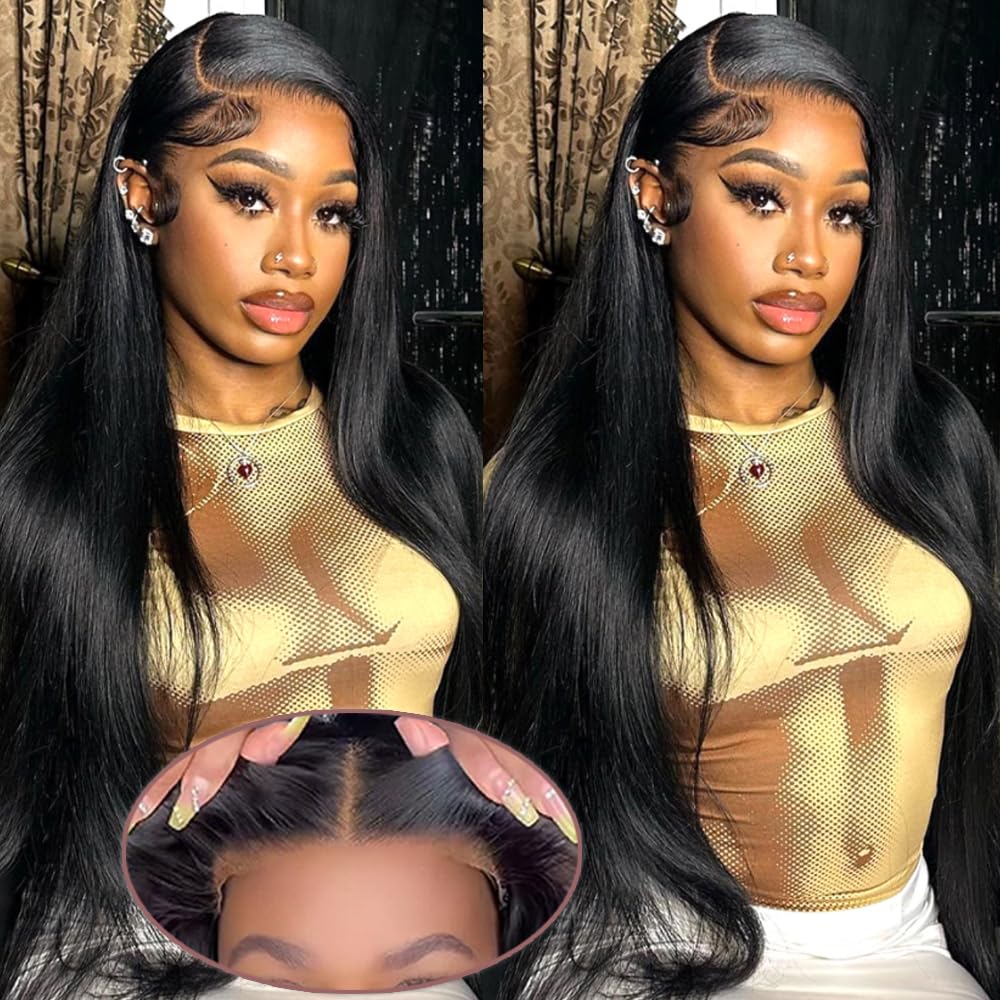 Bone Straight Glueless Human Hair Wigs Wear Go Straight 9X6 Transparent Lace Closure Human Hair Wigs Pre Plucked 5X5 Hd Lace Wigs For Women With Baby Hair Really Human Hair