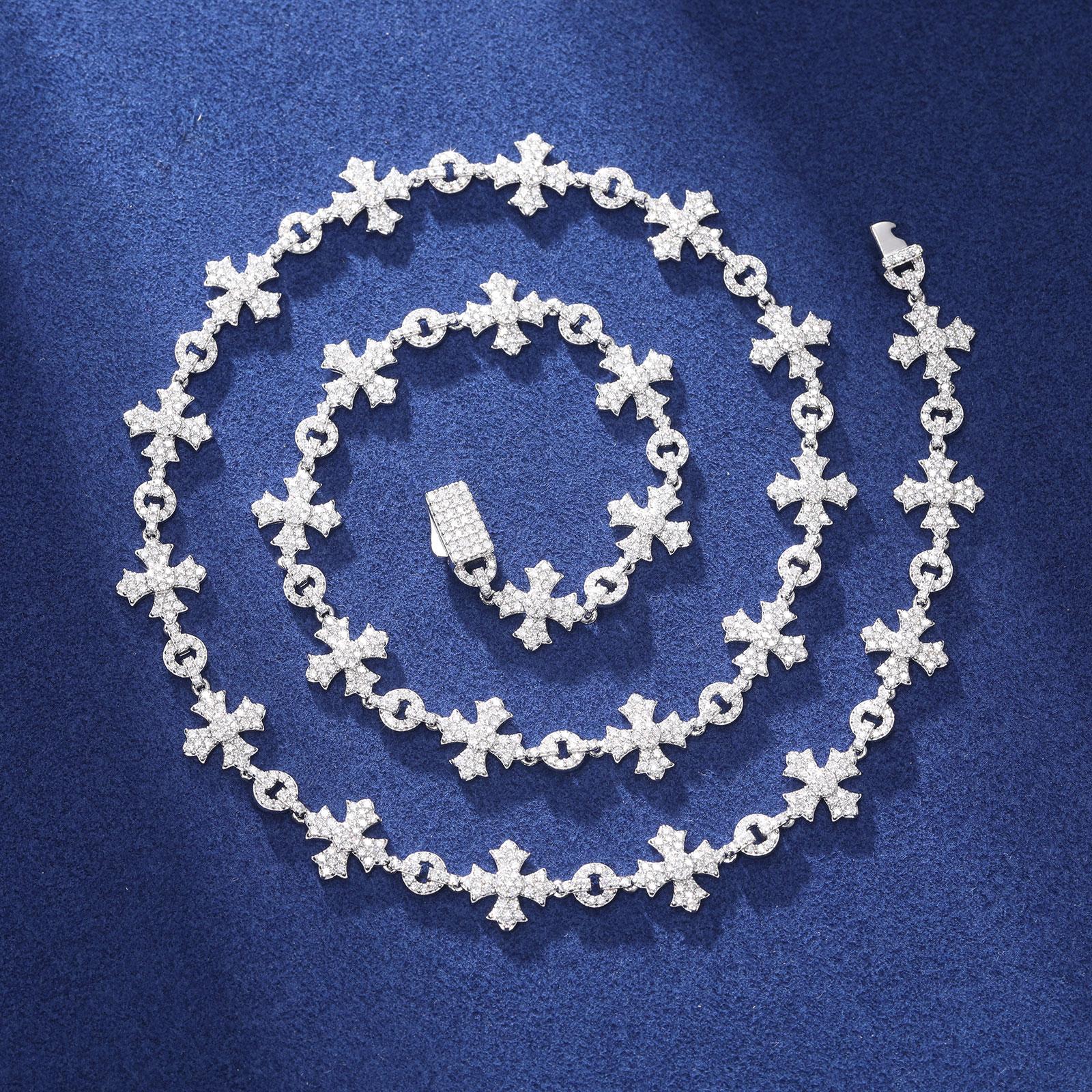 【#N188】S925 Sterling Silver Synthetic Moissanite Necklace for Women Men Hip Hop Jewelry Gift