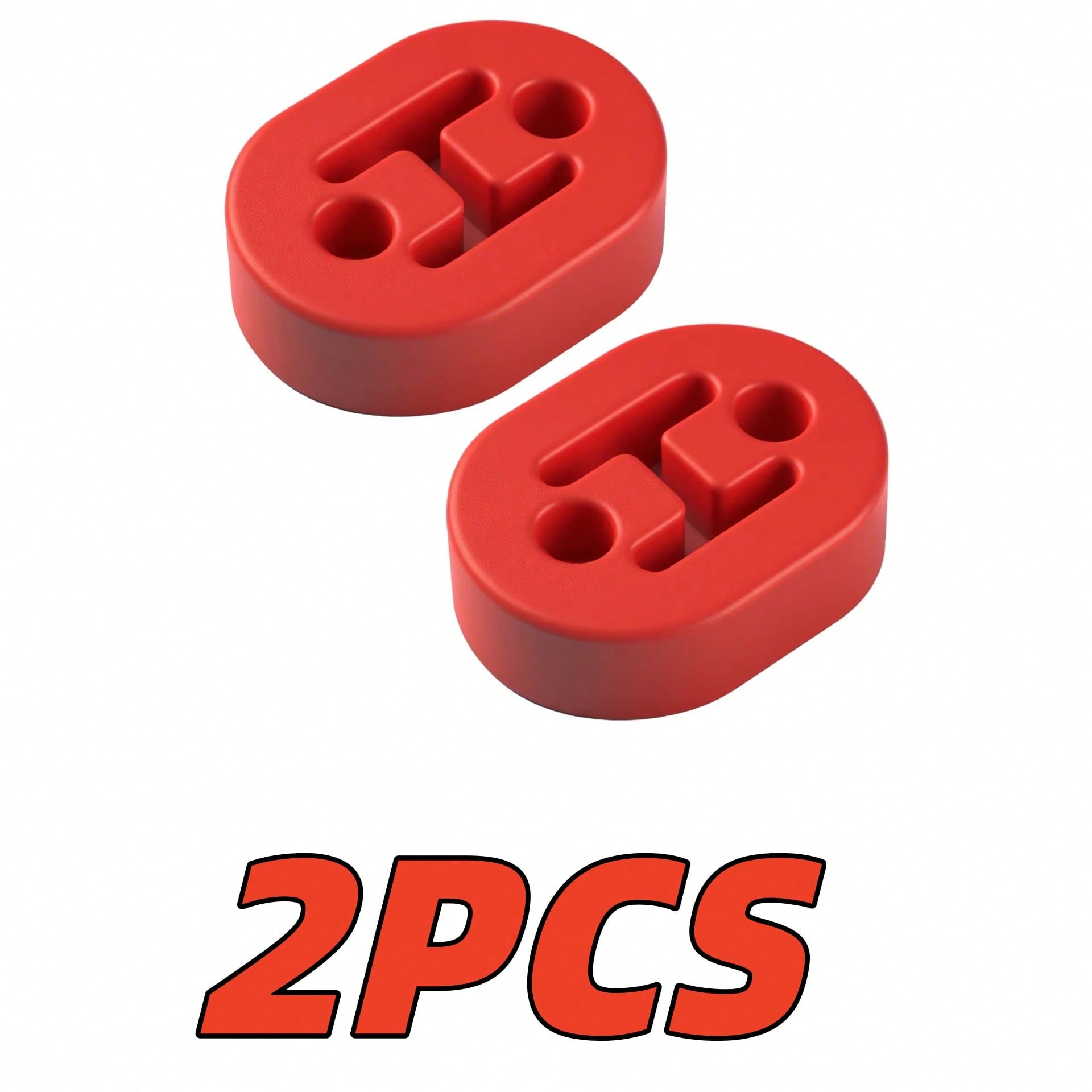 2-Piece Car Rubber Exhaust Pipe Tailpipe Mount Bracket, Universal Dual-Hole Exhaust Mount Bracket, Suitable for Vehicle Muffler Buffer