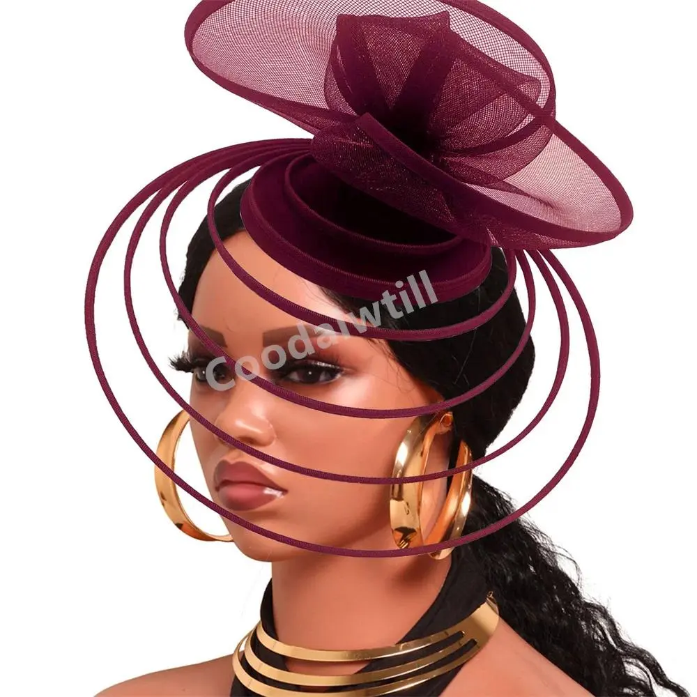 Marron Veil Fascinator Hats Headband Women Elegant Derby Pillbox Fascinator Femme Mariage Derby Millinery Cap Event Fascinators