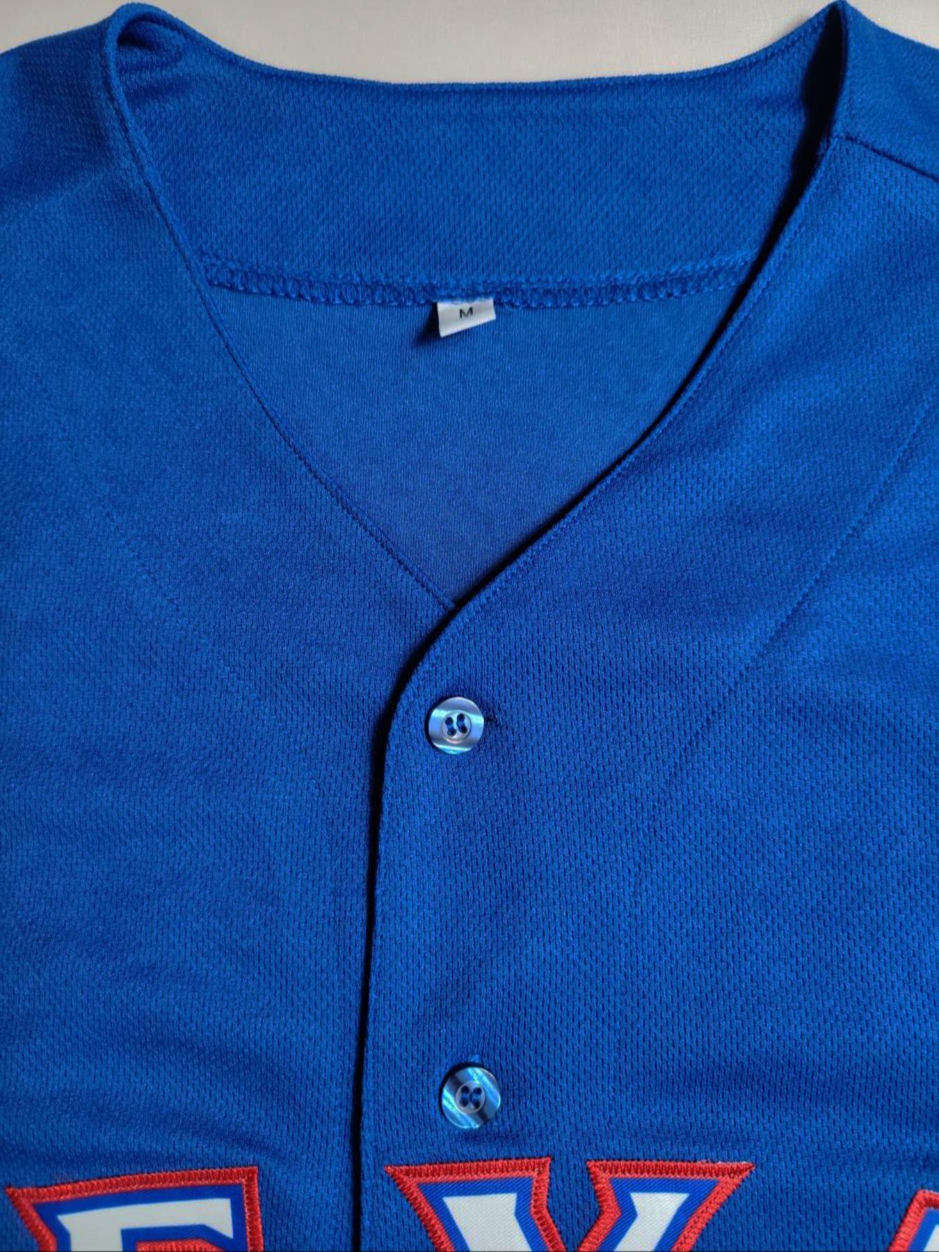 Men's Letter & Number Embroidery Baseball Jersey, Casual Loose V Neck Short Sleeve Baseball Top for Outdoor Sports, Baseball Training Jersey for Men, Jersey Tee