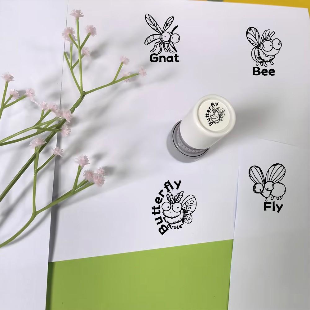 Insect Pattern Hand Account Stamp, Easy Recognition Butterflies Beetles Bees, Classroom Activity, Clear Light-Sensitive Material