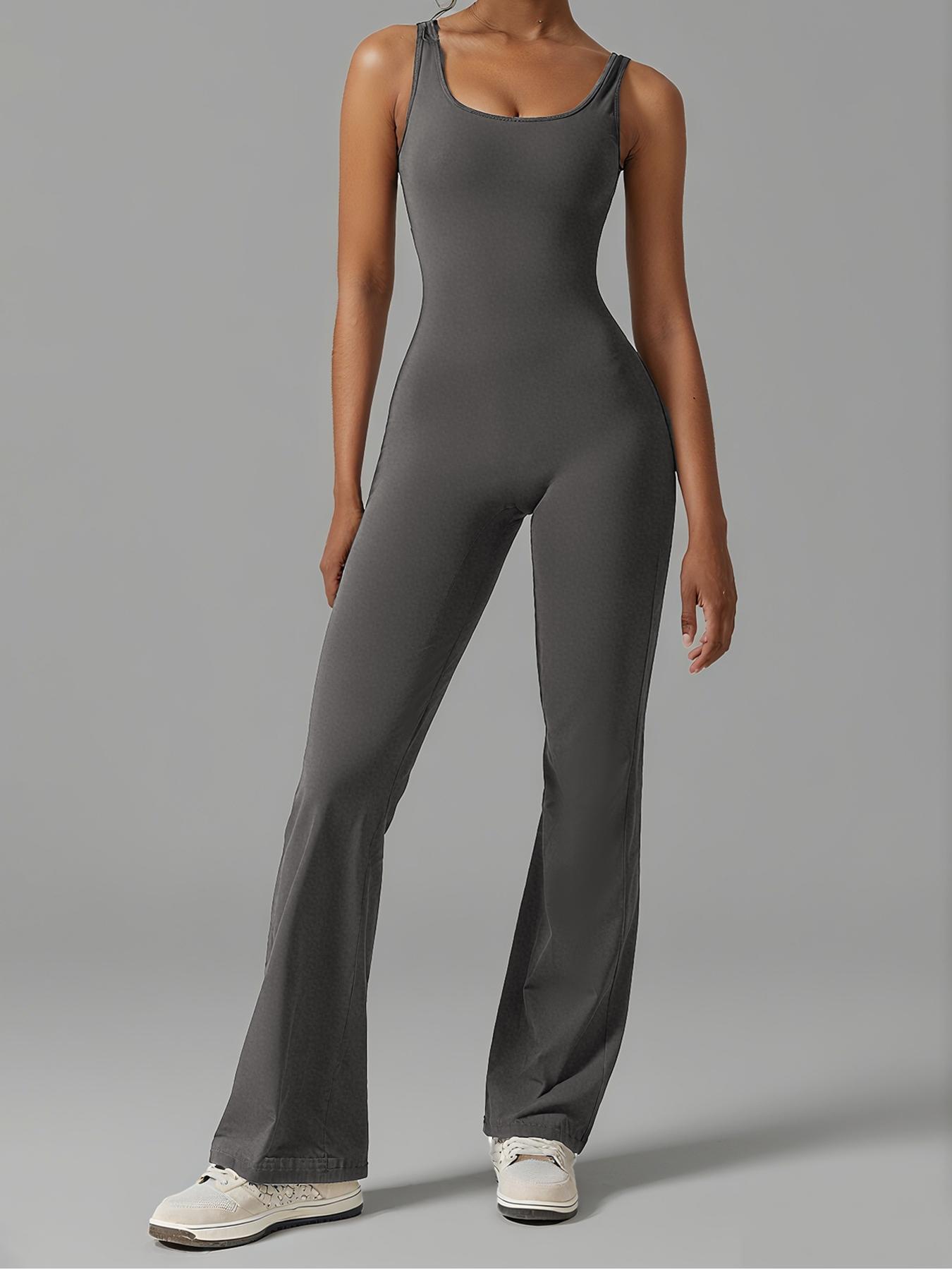 Women's Sporty Backless Yoga Jumpsuit, Tight-Fitting Below Ankle Pants, Suitable for All Seasons, Ideal for Sports & Daily Wear, Workout Jumpsuits