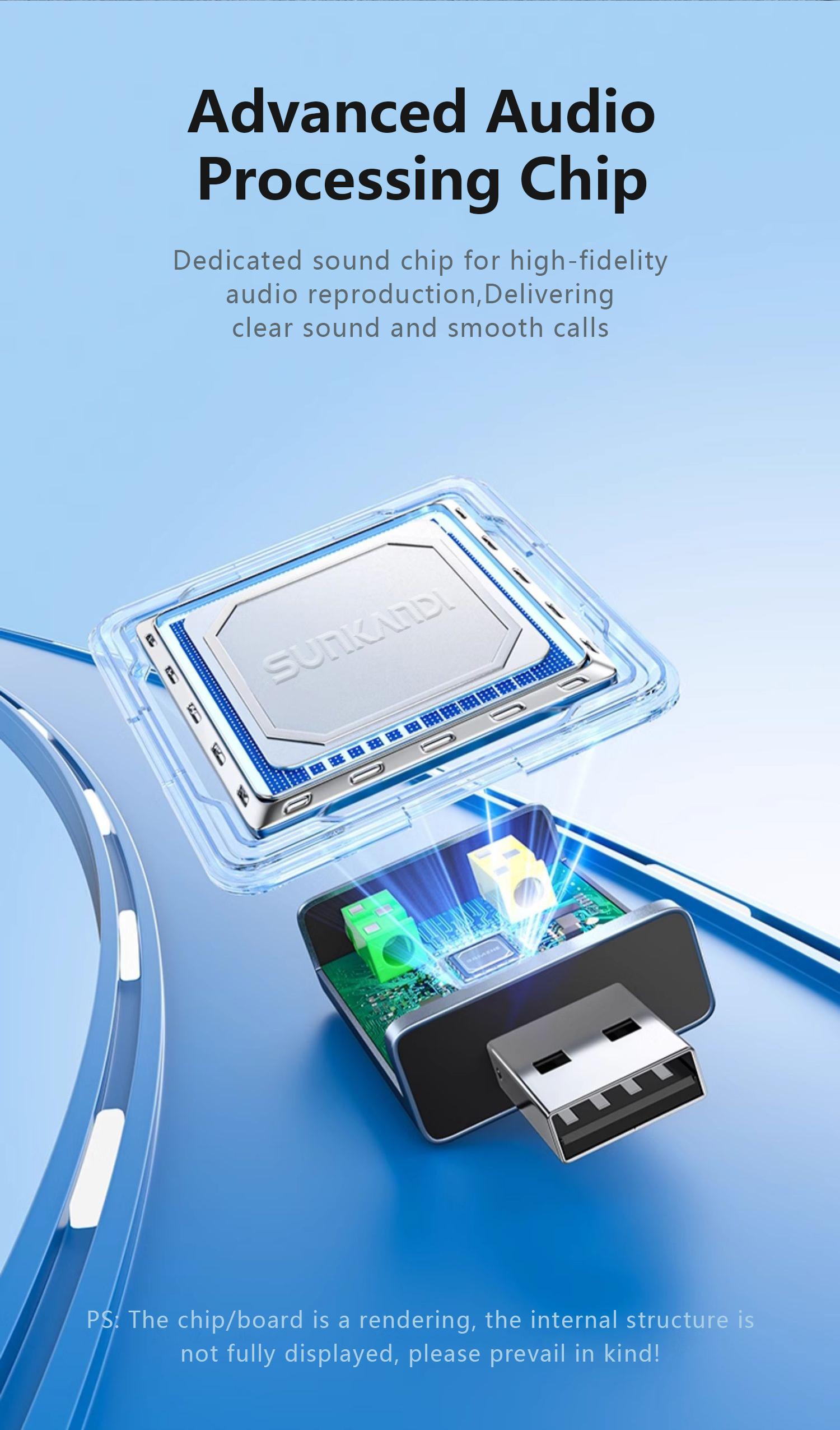 SUNKANDI USB to Audio Jack Sound Card Adapter with 3.5mm Headphone and Microphone USB to Aux 3.5mm External Audio Converter for Windows Mac Linux PC Laptops Desktops PS5 Switch 2