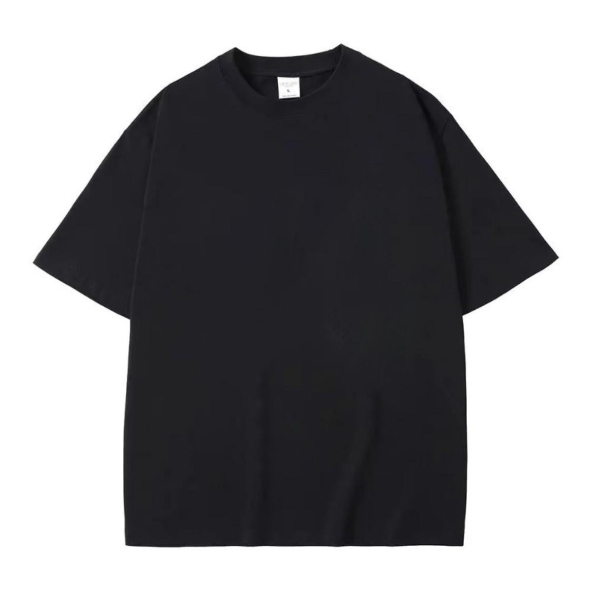Raw Street Wear Large Size Fitness T-shirt Men's Fashion Classic Solid Color Round Neck Short Sleeve Universal for Couples in All Seasons