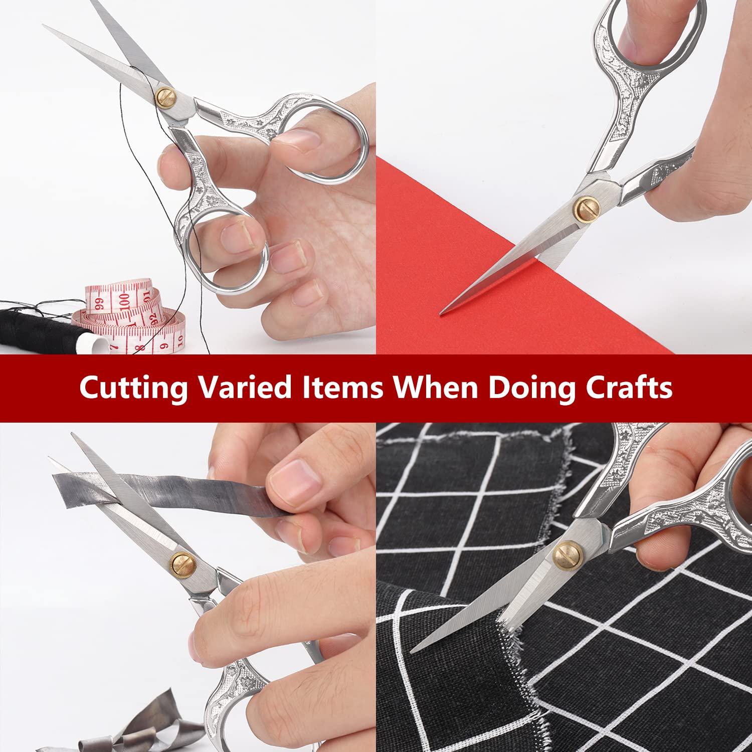 Retro Embroidery Sharp Scissors Set, Craft Sewing Scissors with Pointed Tips, Multi-purpose Detail Beauty Scissors for Office, Home, Kitchen, School