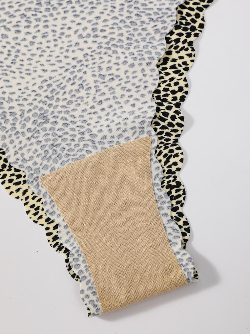 Women's Underwear Set, Pure Color & Leopard Pattern, Fitted Design, Breathable Comfort, Natural Waist Line, All Season Wear