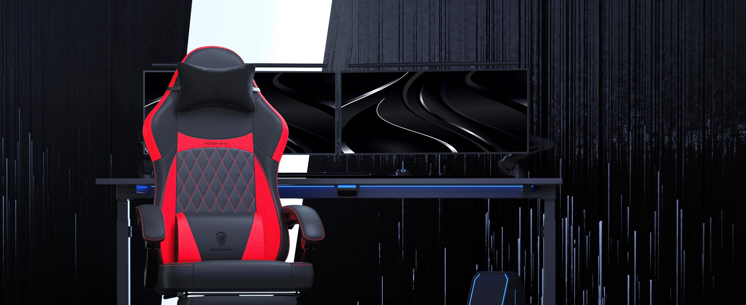 Dowinx Gaming Chair,waist massage and foot pedals for adults，pocket spring pad, ergonomic computer chair,high back gaming chair leather office gaming 300 lb