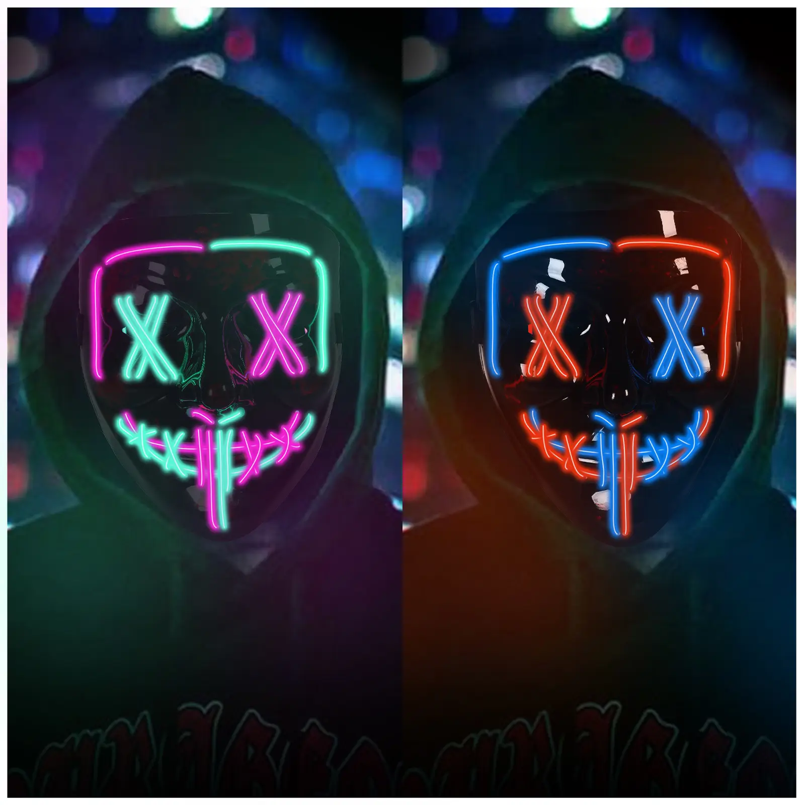 Blue red + green powder