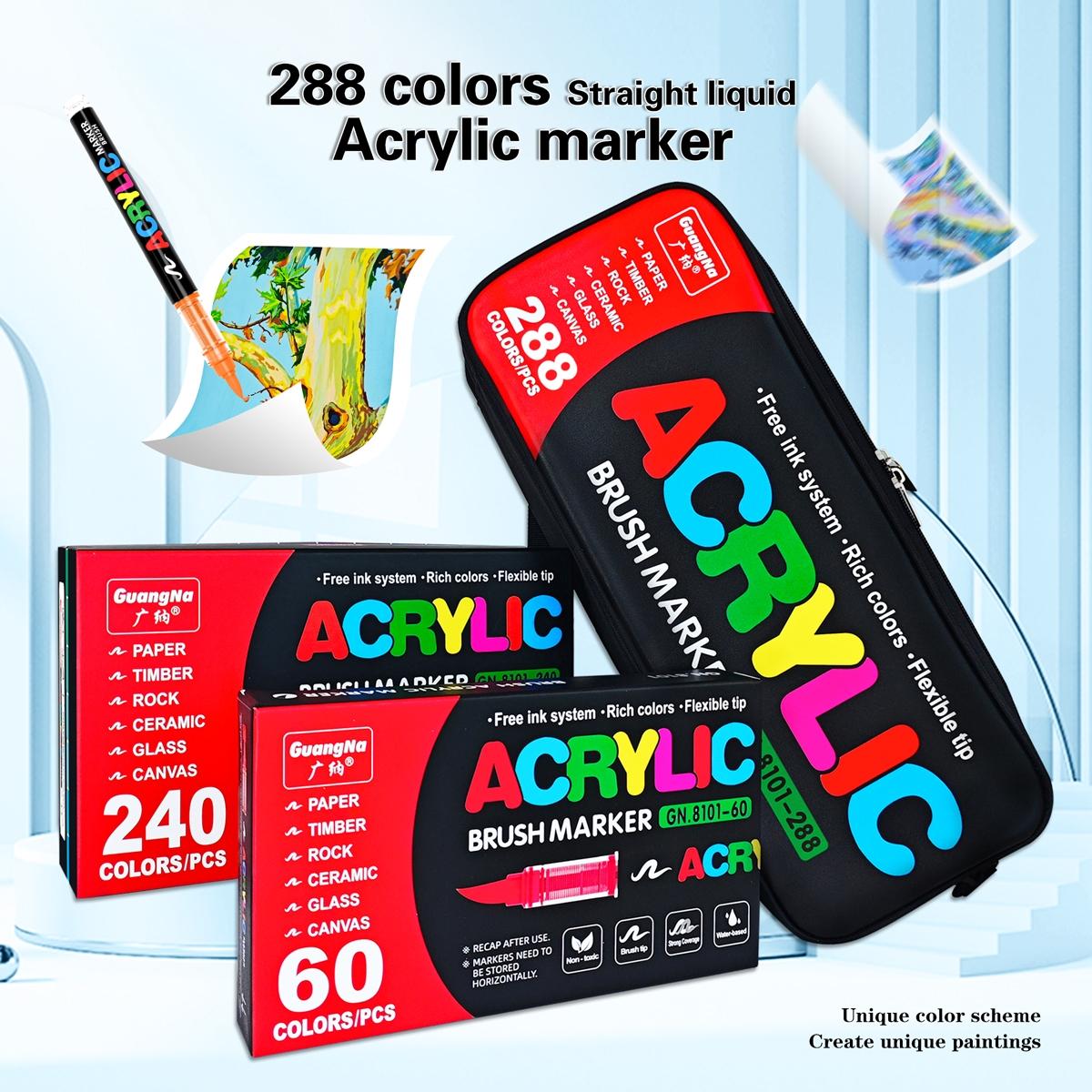 408 Color Liquid Soft Tip Acrylic Markers, Art Marker Set, Student Use Non-Bleeding Layerable Watercolor Pens, High-Quality Art Supplies for DIY Painting, Coloring Supplies, Art School Supplies