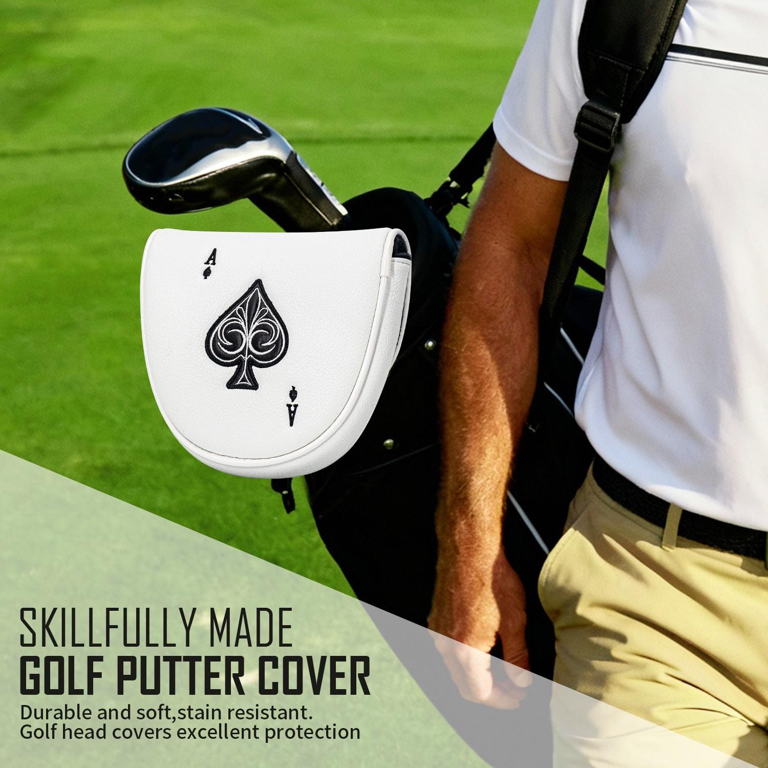 Poker Ace of Spades Golf Putter Cover, Durable Mallet Putter Headcover, Soft Lined Golf Club Protector, Stylish Golf Accessory, Perfect Gift