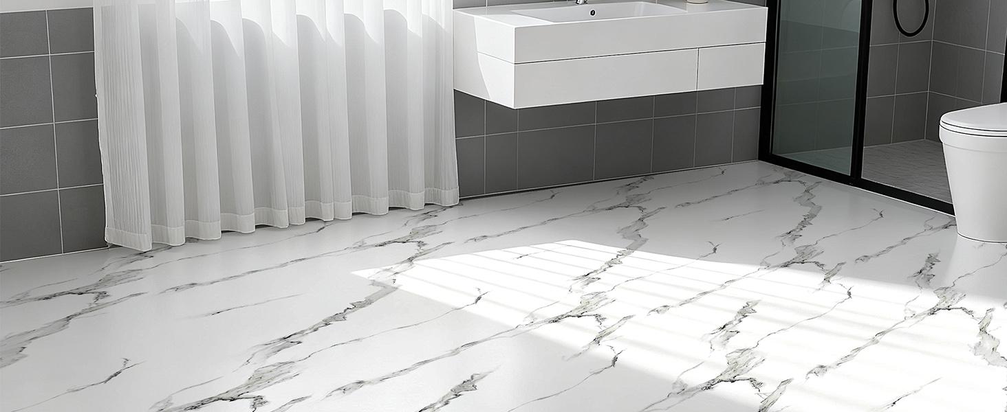 Luxury Thicken Wood Grain Peel and Stick Floor Tiles Self-Adhesive Vinyl Flooring Roll-DIY Easy for Wall and Floor,Hard Surface/Waterproof/Anti Slip (Gray Vinyl Flooring, 17.72 "W X 118" L)