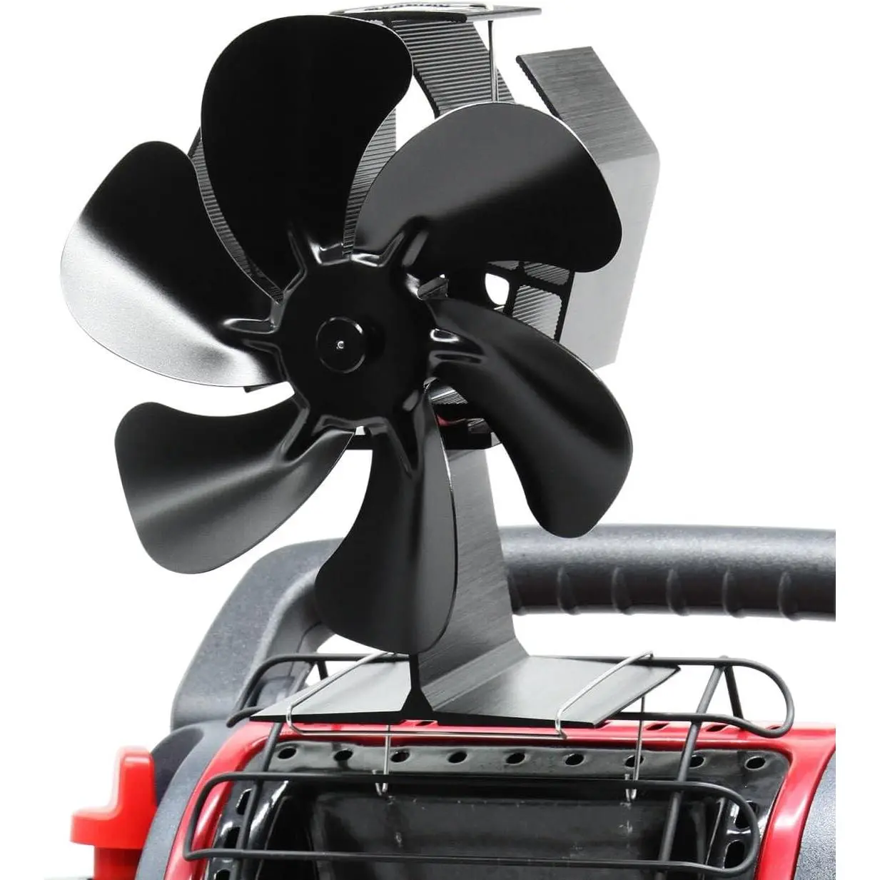 Wood Stove Fan Heat Powered, 6-Blade Thermoelectric Non-Electric Silent Operation Aluminum Fireplace Fan With Bracket Fixed On Propane Heater For Pellet Stoves Camping/Picnics/Indoor/Outdoor Black